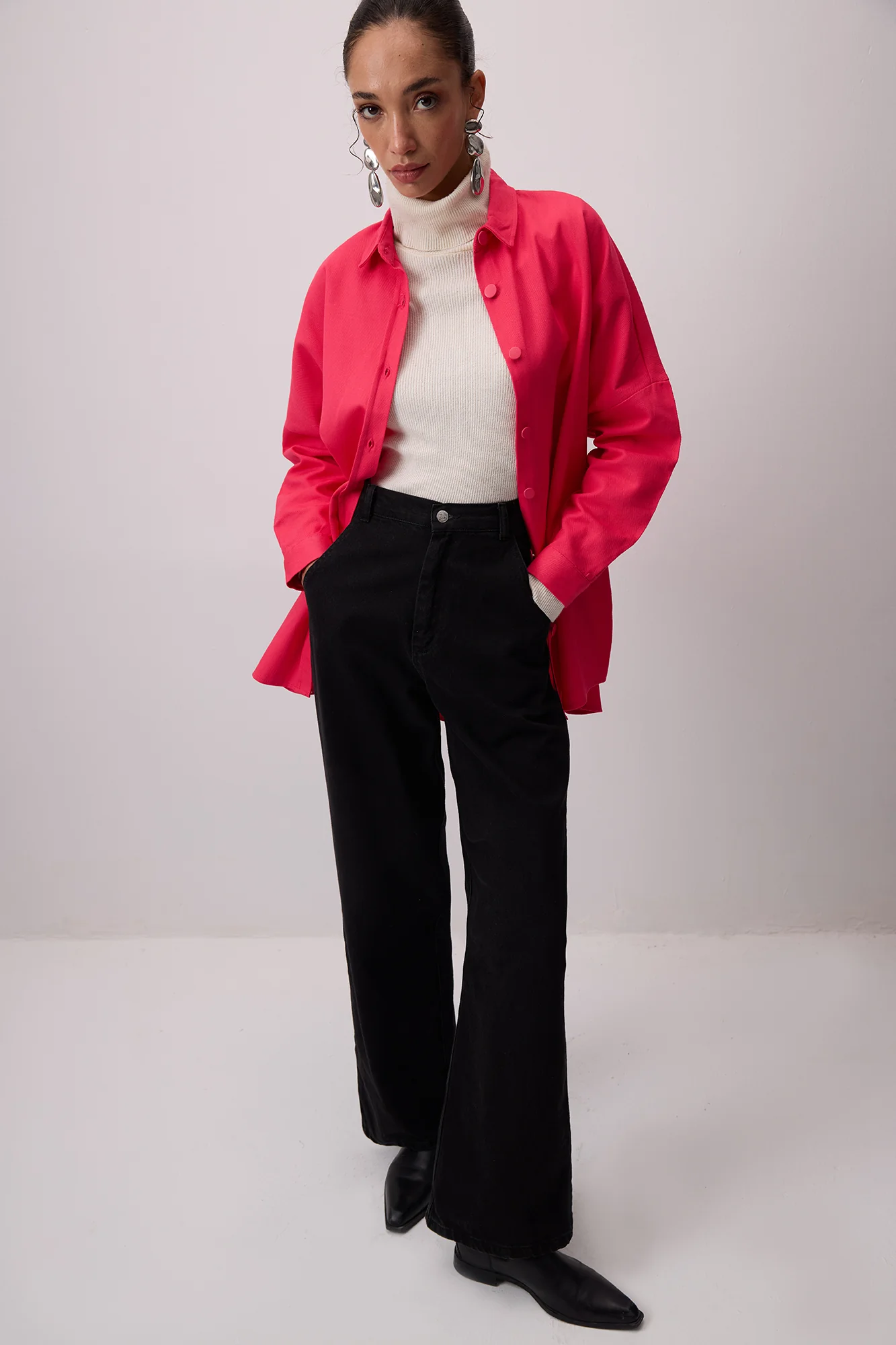 100% COTTON OVERSIZED BASIC SHIRT