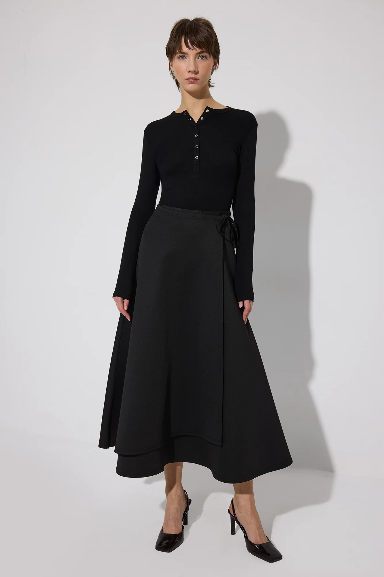 TIE DETAILED SCUBA SKIRT