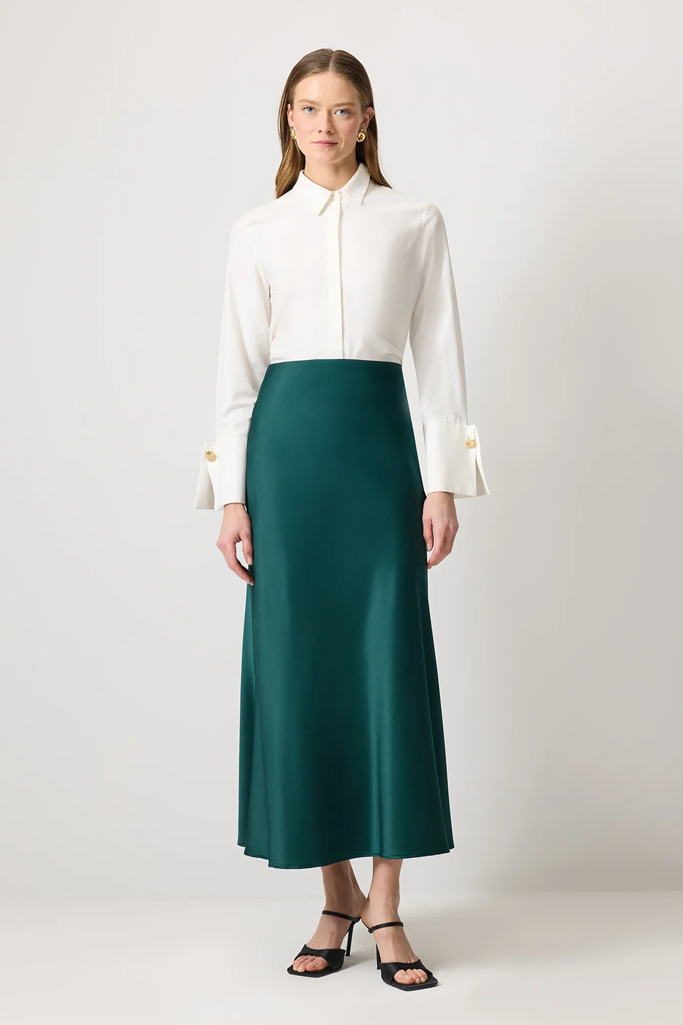 100% COTTON BASIC SATIN SKIRT