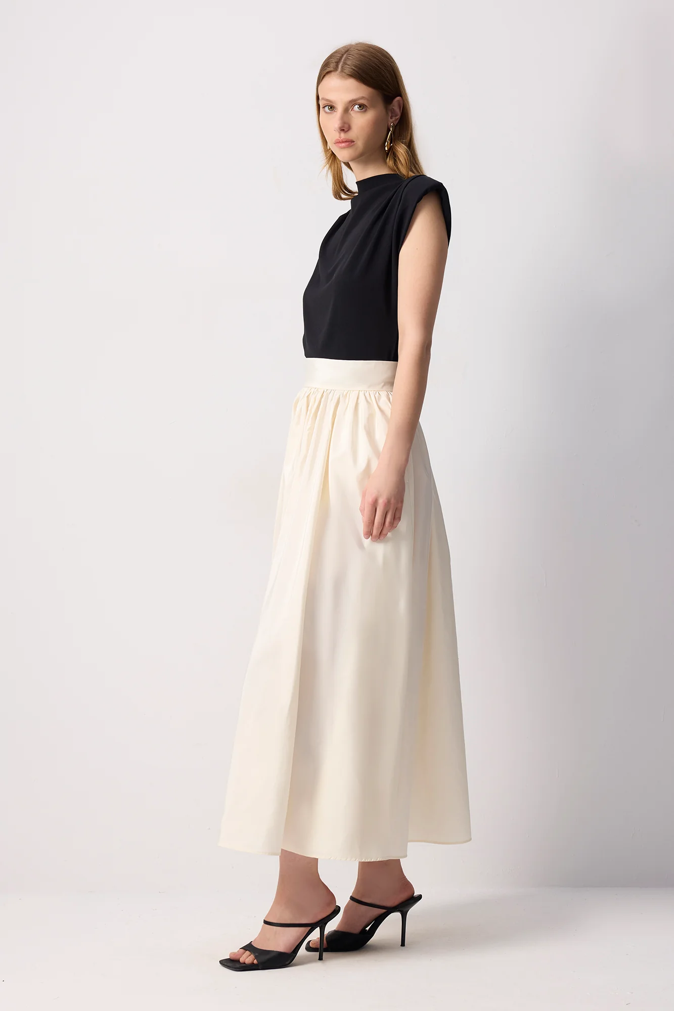 TAFFETA SKIRT WITH PLEATED WAIST - Image 3