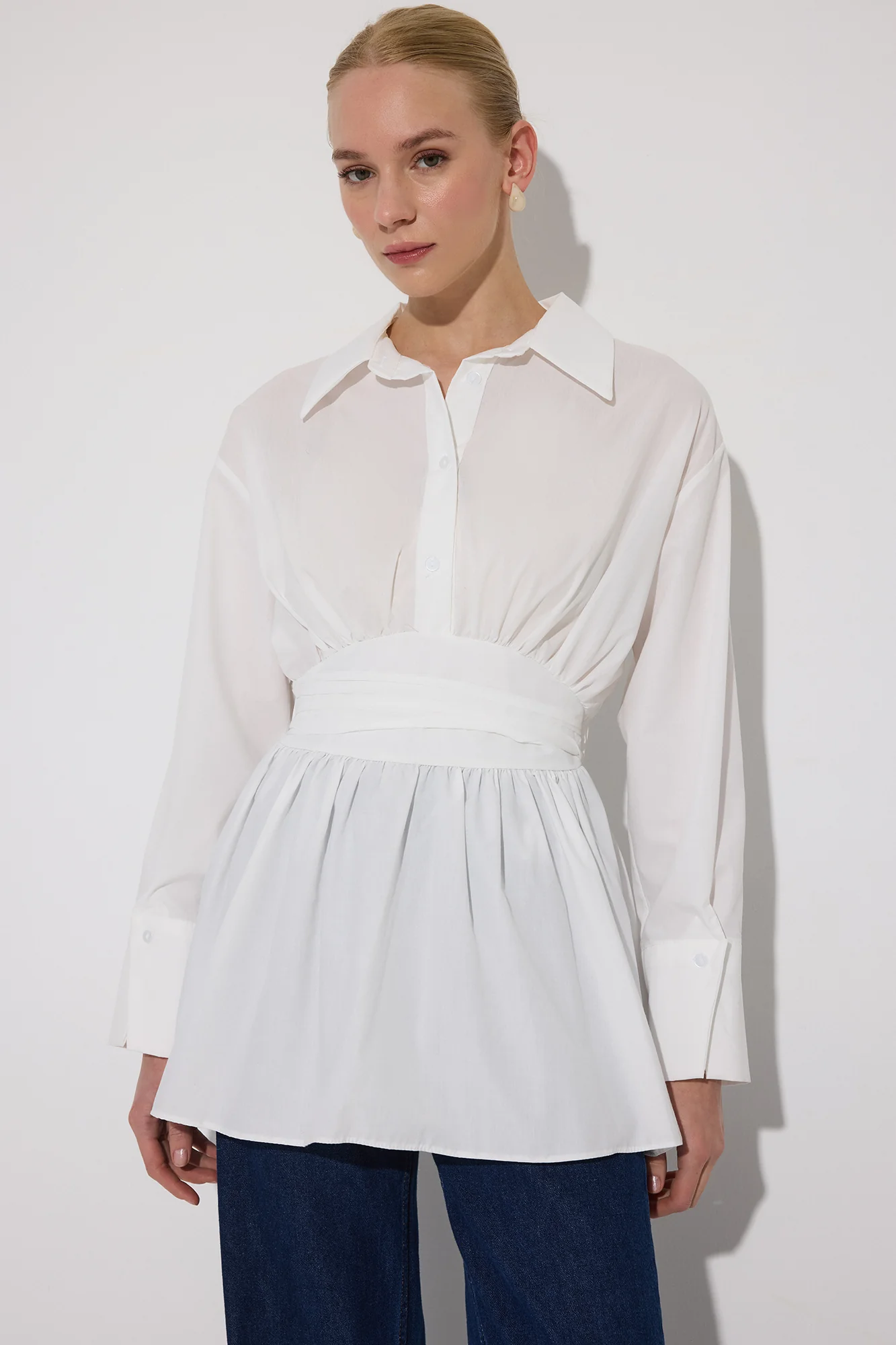 PEPLUM TUNIC WITH CORSET AT THE WAIST - Image 2