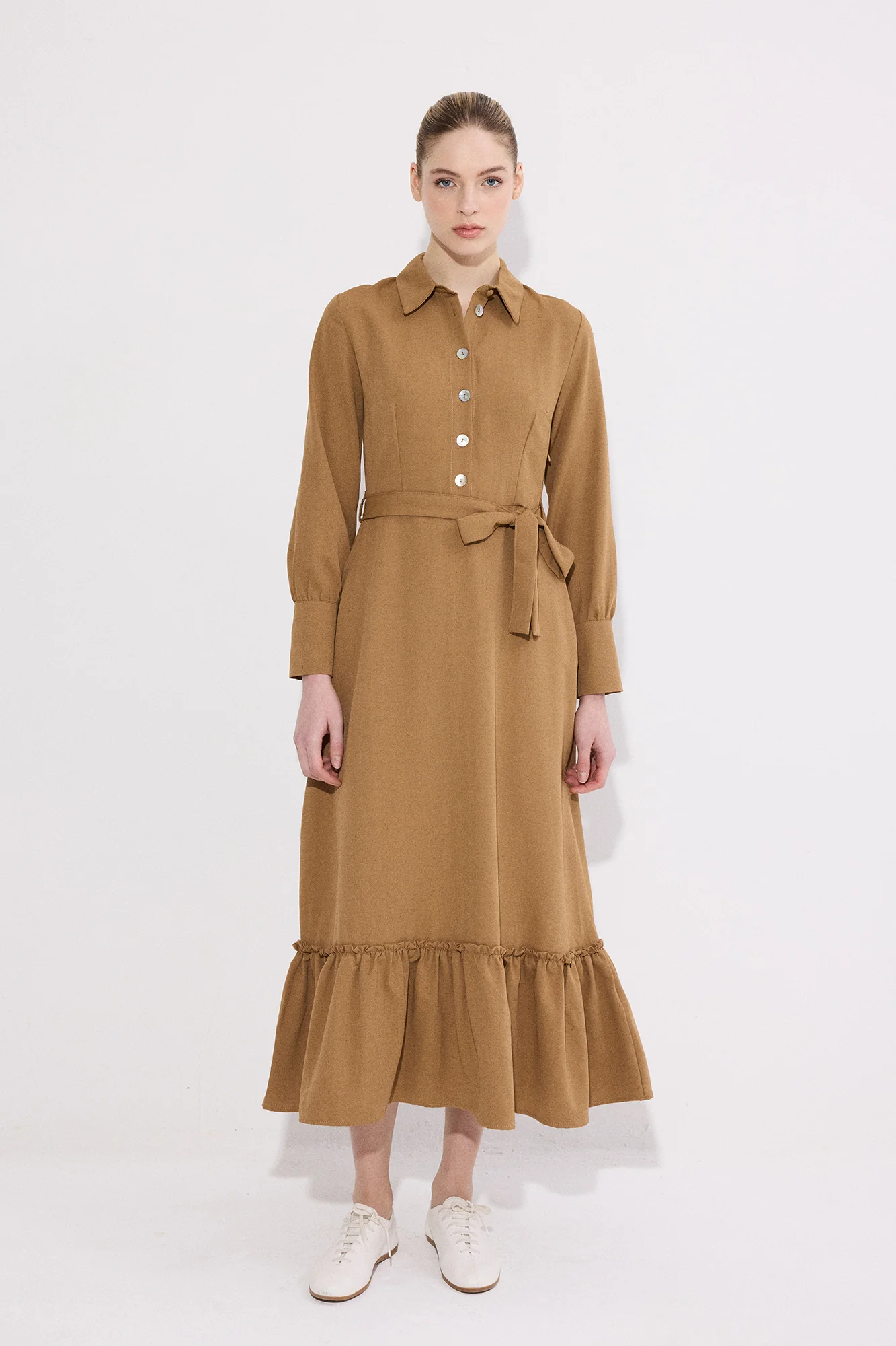 BELTED LINEN DRESS