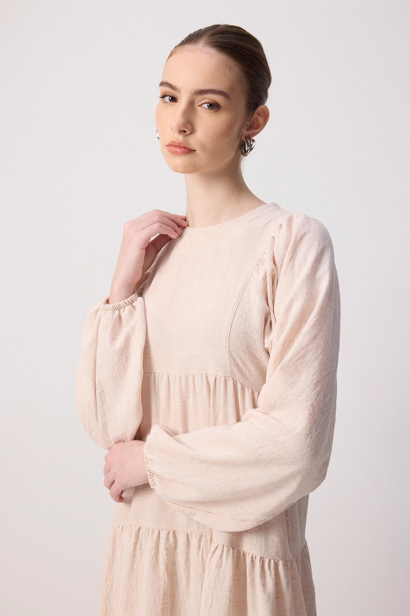 100% LINEN PLEATED DRESS