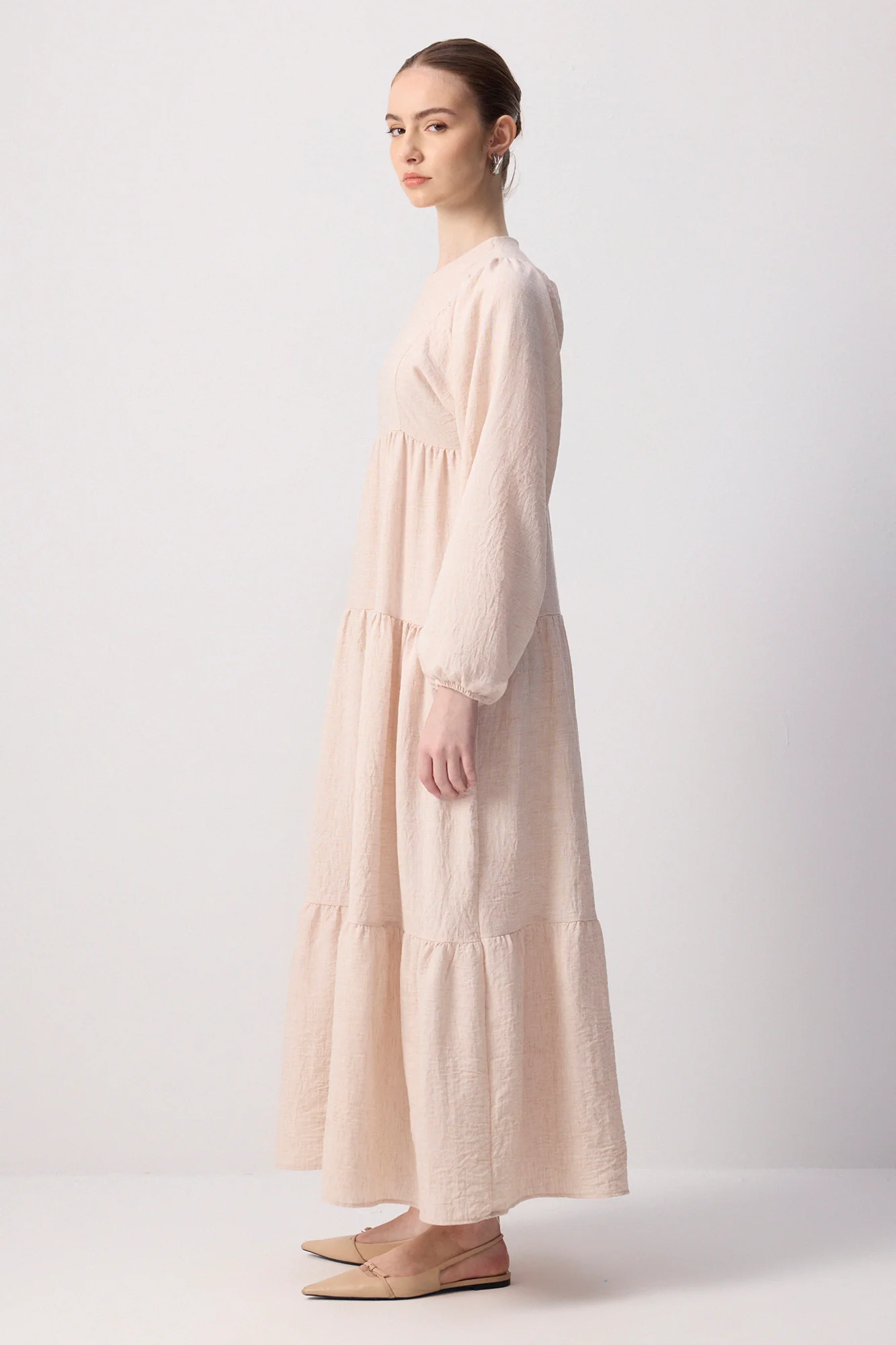 100% LINEN PLEATED DRESS - Image 3