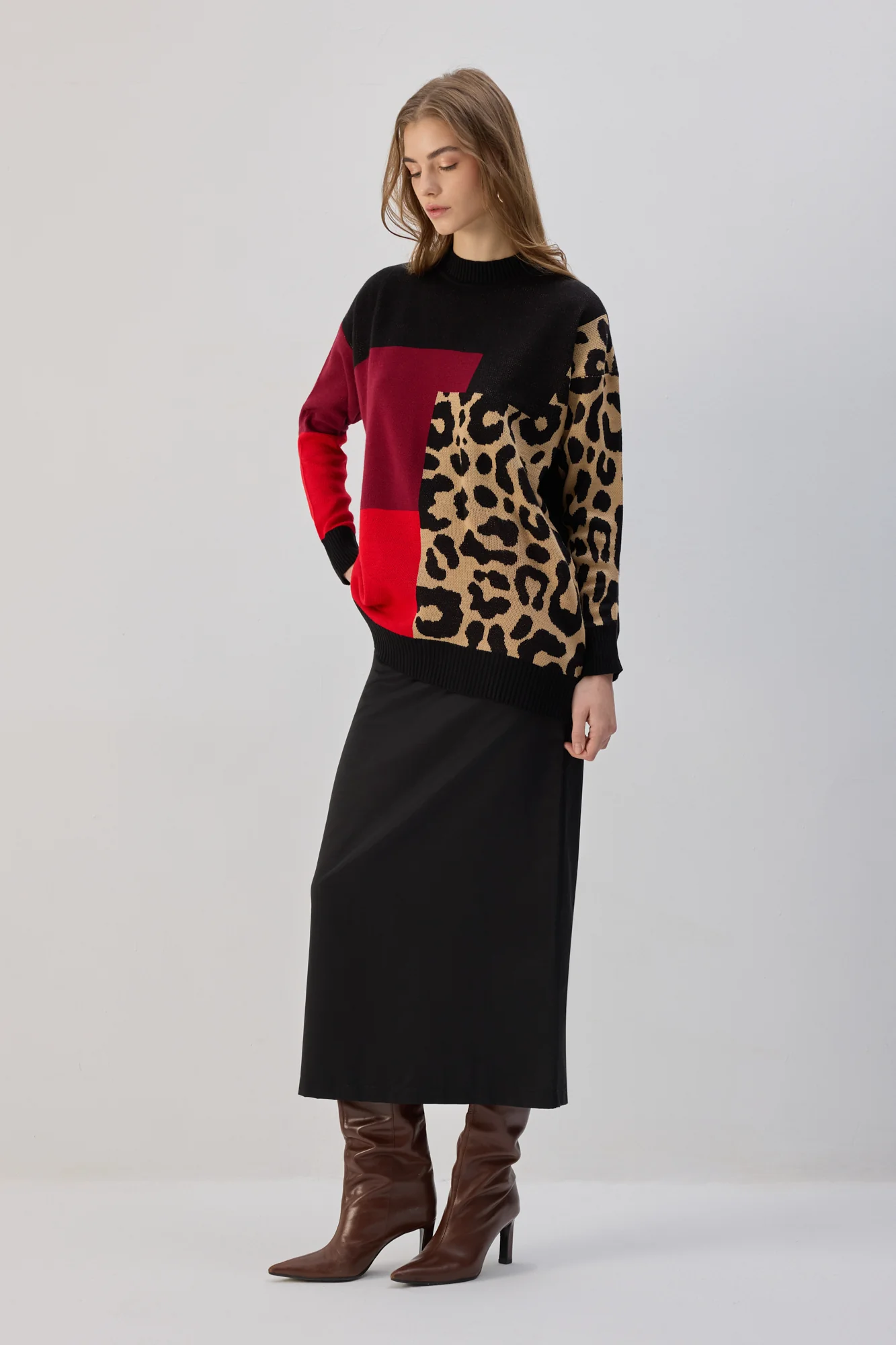 LEOPARD BLOCK PATTERNED KNITWEAR - Image 6