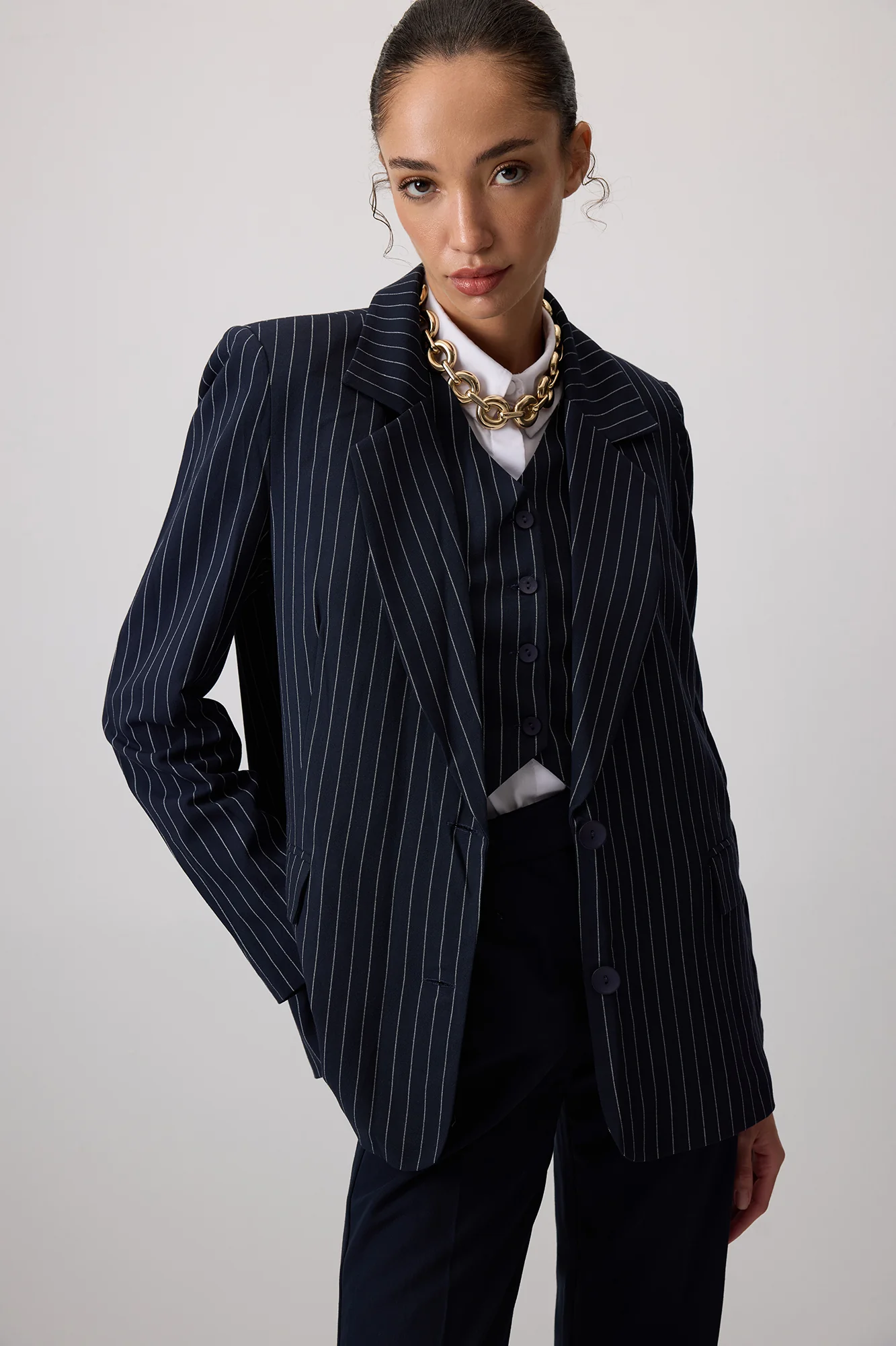 STRIPED VEST JACKET SET - Image 4