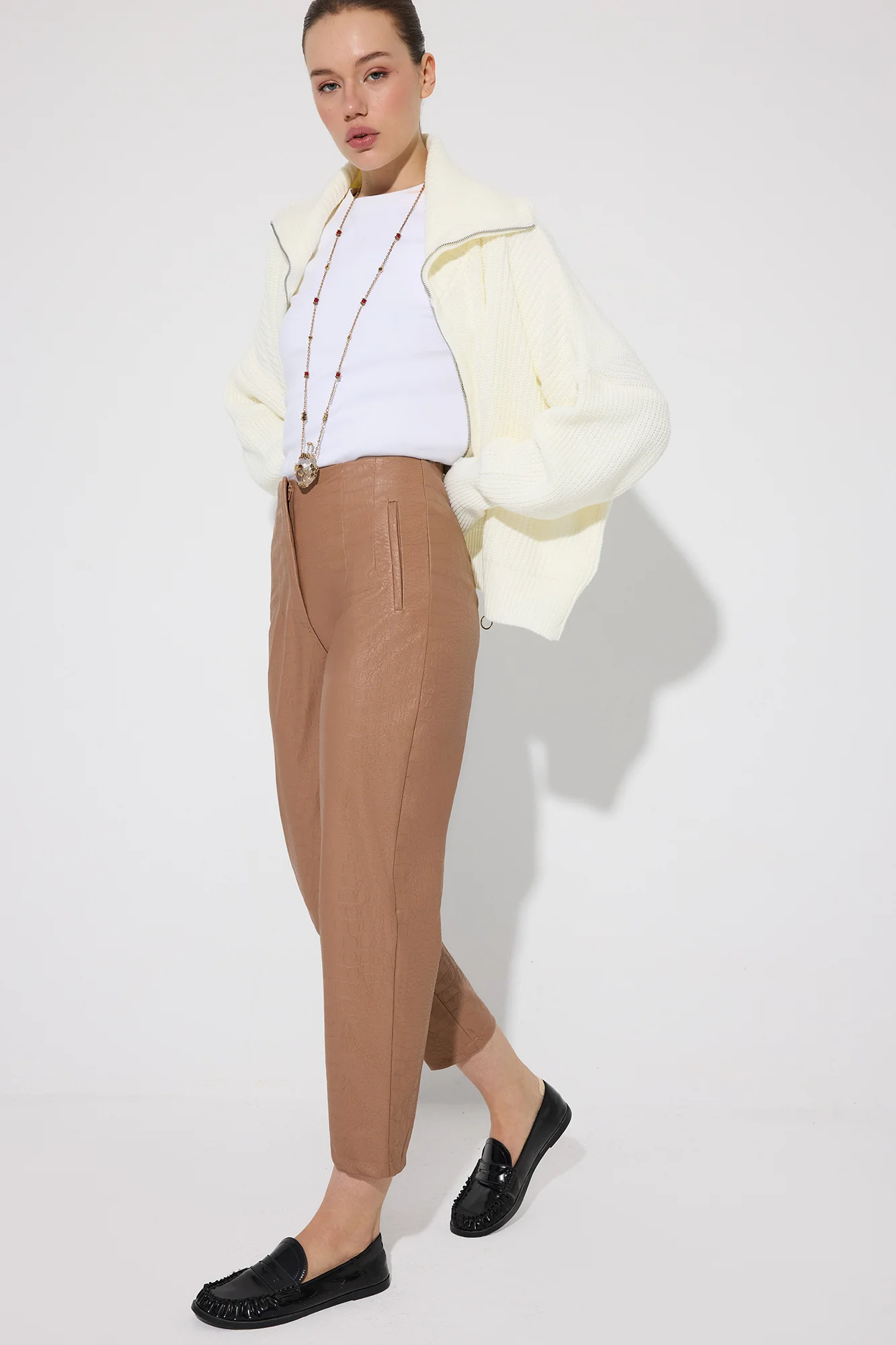 CROCODILE PATTERN HIGH WAIST VEGAN PANTS