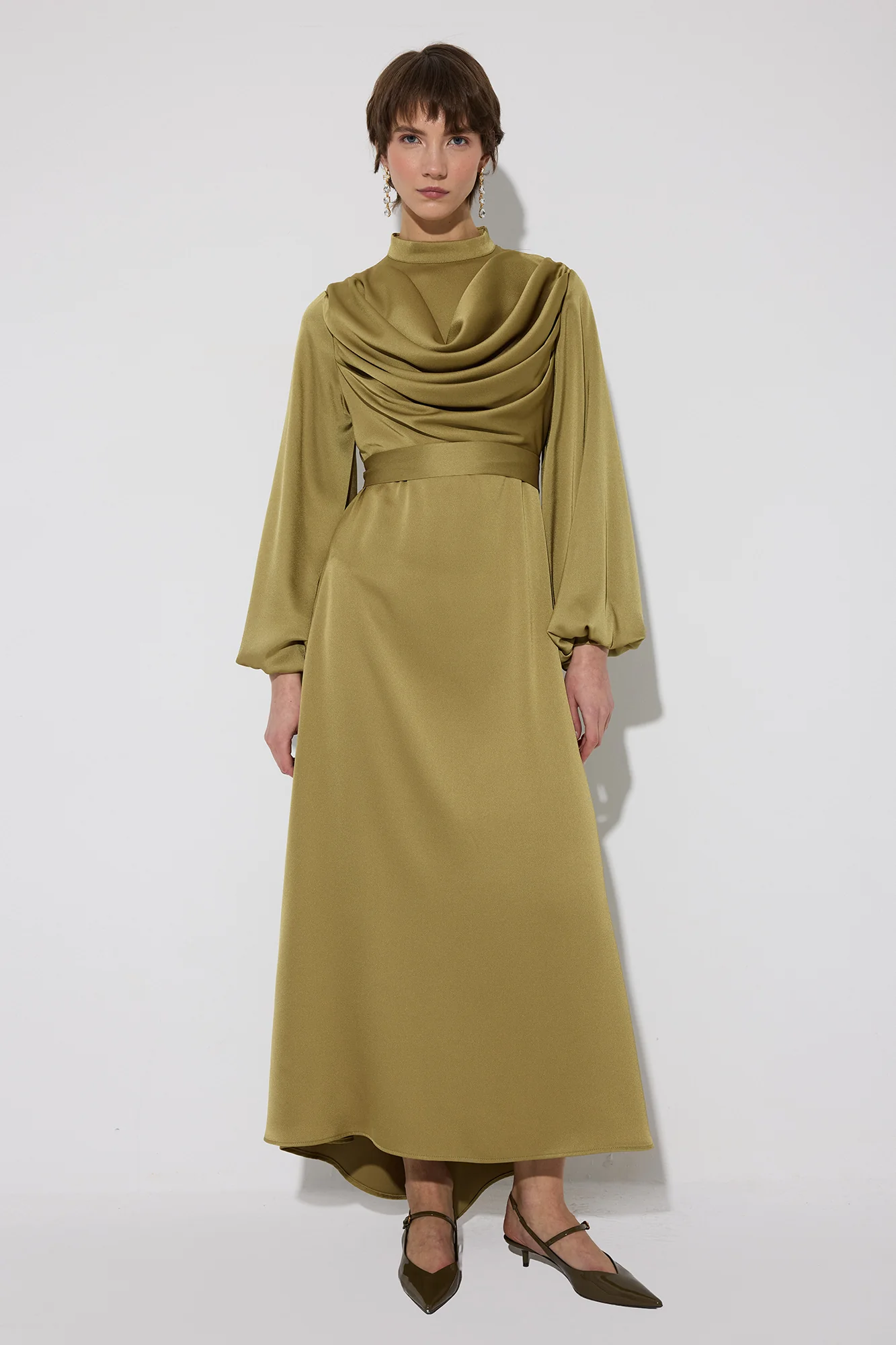 DEGAJE COLLARED BELTED DRESS