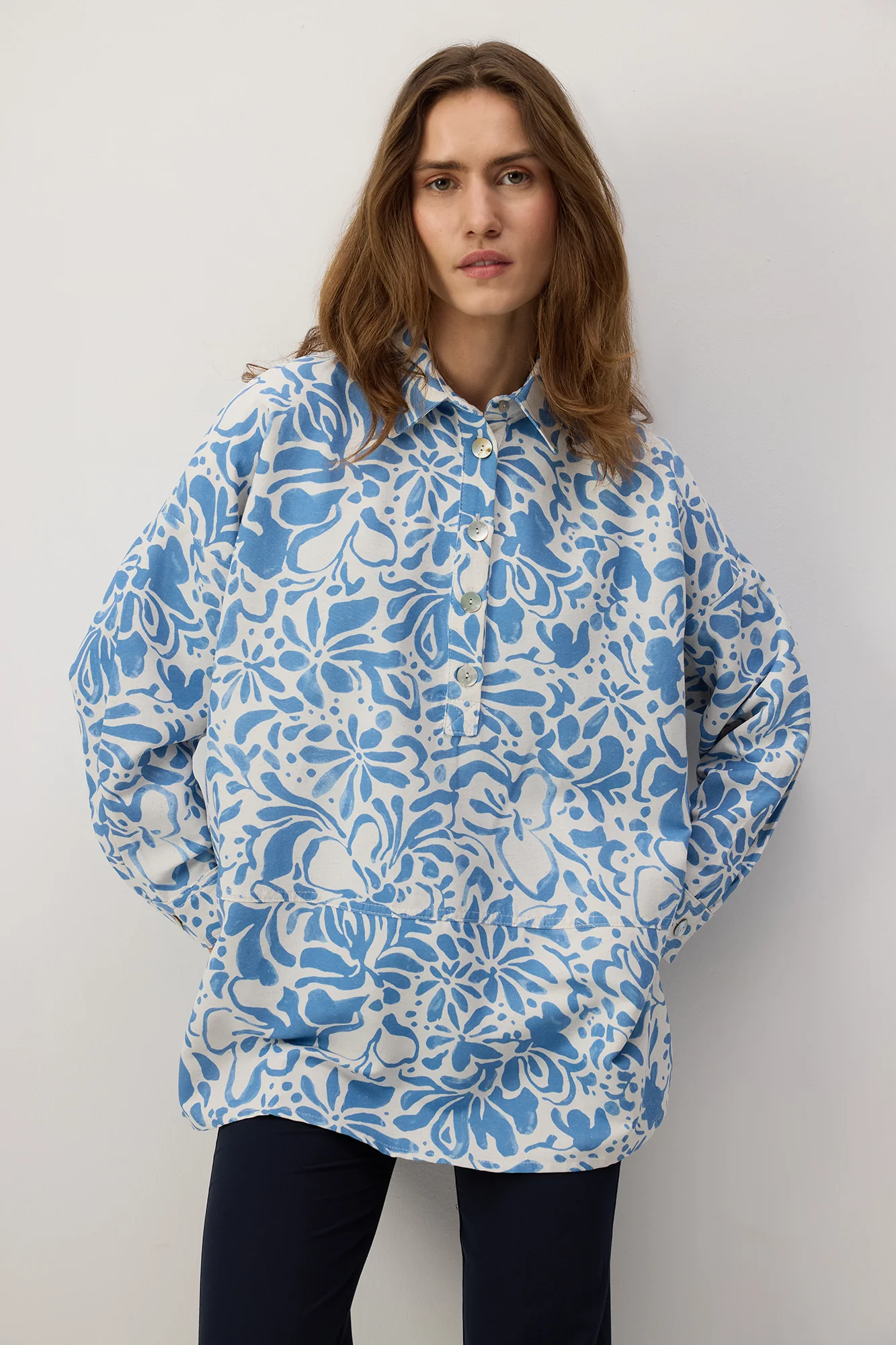 PATTERNED LINEN TEXTURED TUNIC - Image 2