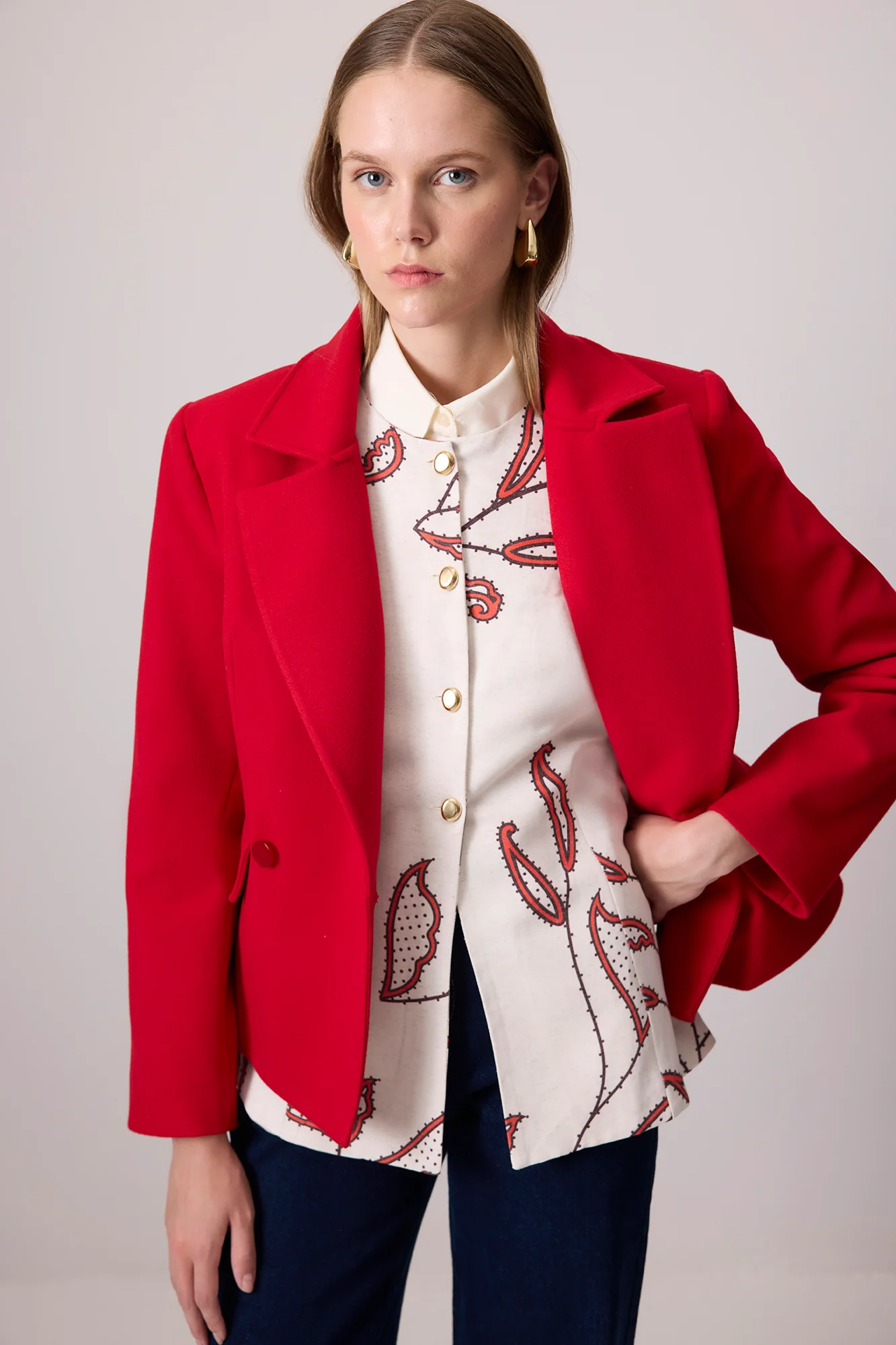 PATTERNED LINEN TEXTURED VEST - Image 3