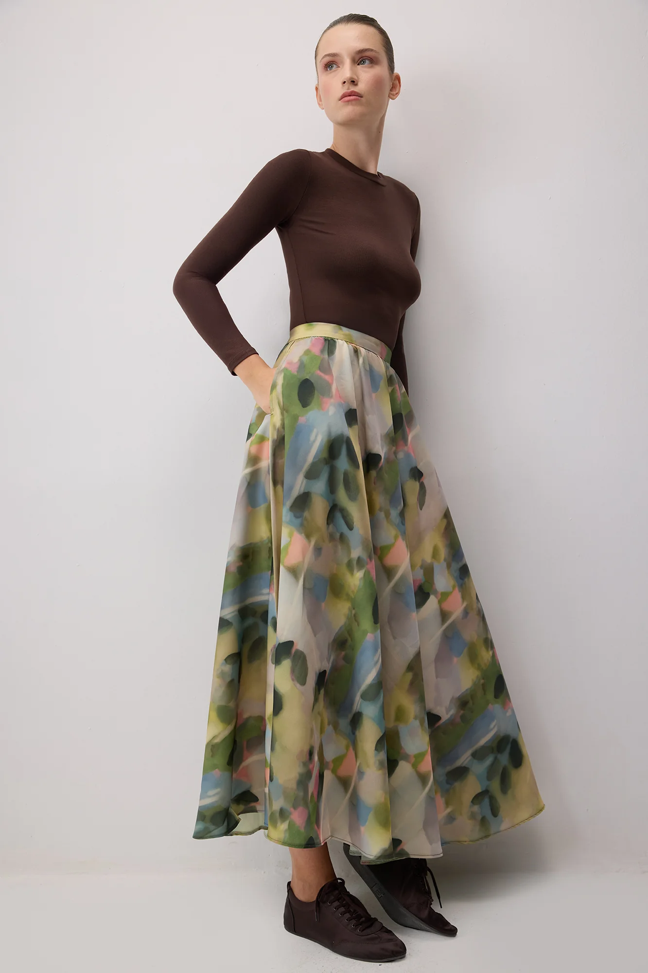 PATTERNED SATIN SKIRT - Image 4