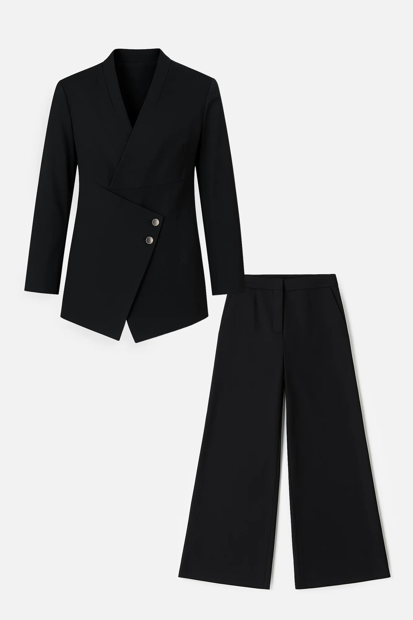 ASYMMETRIC JACKET AND PANTS SET WITH BUTTON DETAILS - Image 5