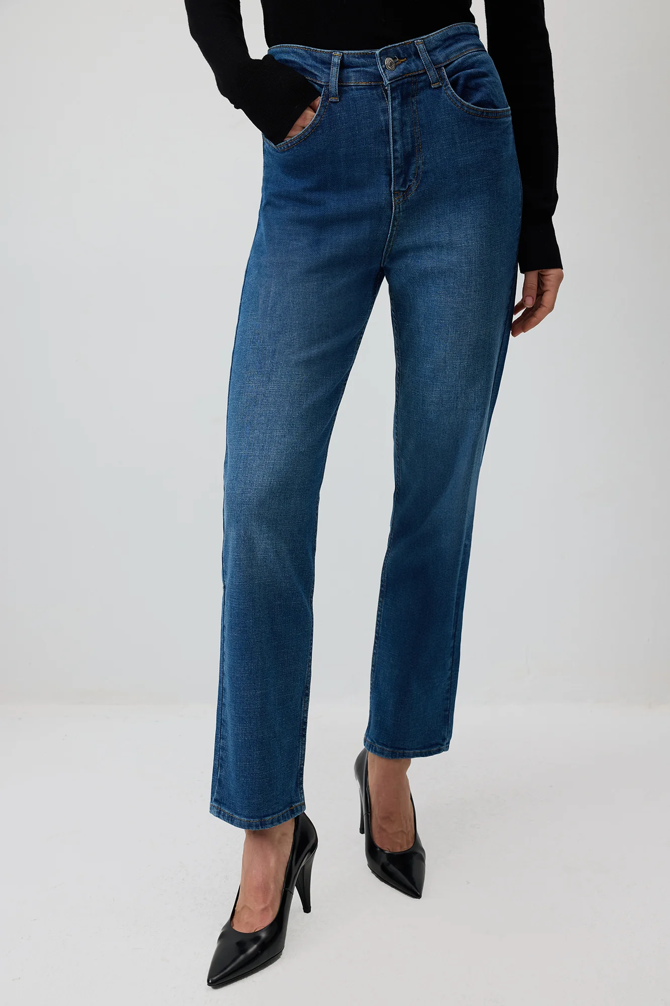 ELASTILATED WAIST DENIM TROUSERS - Image 3