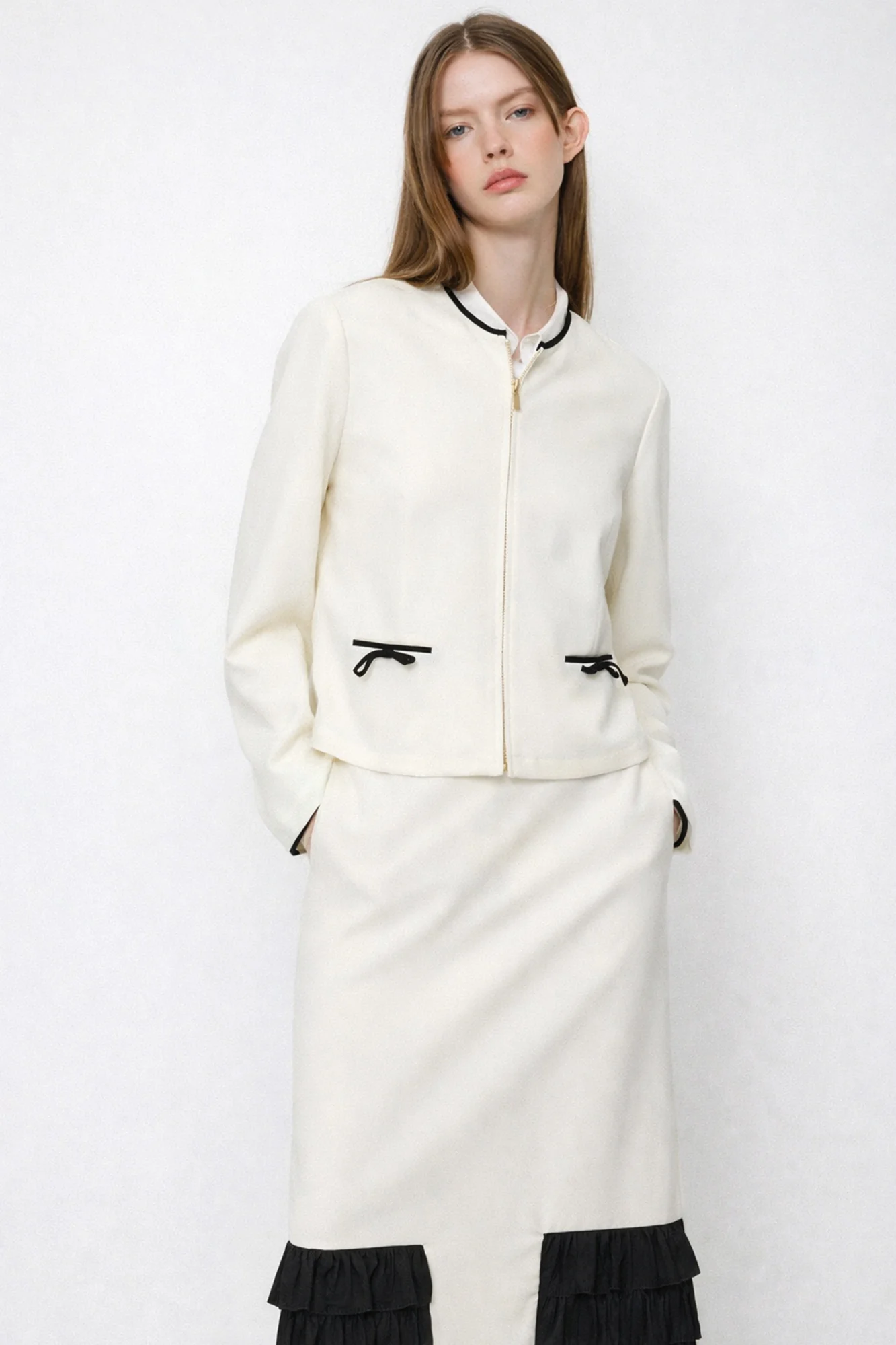 ZIPPED CREPE JACKET