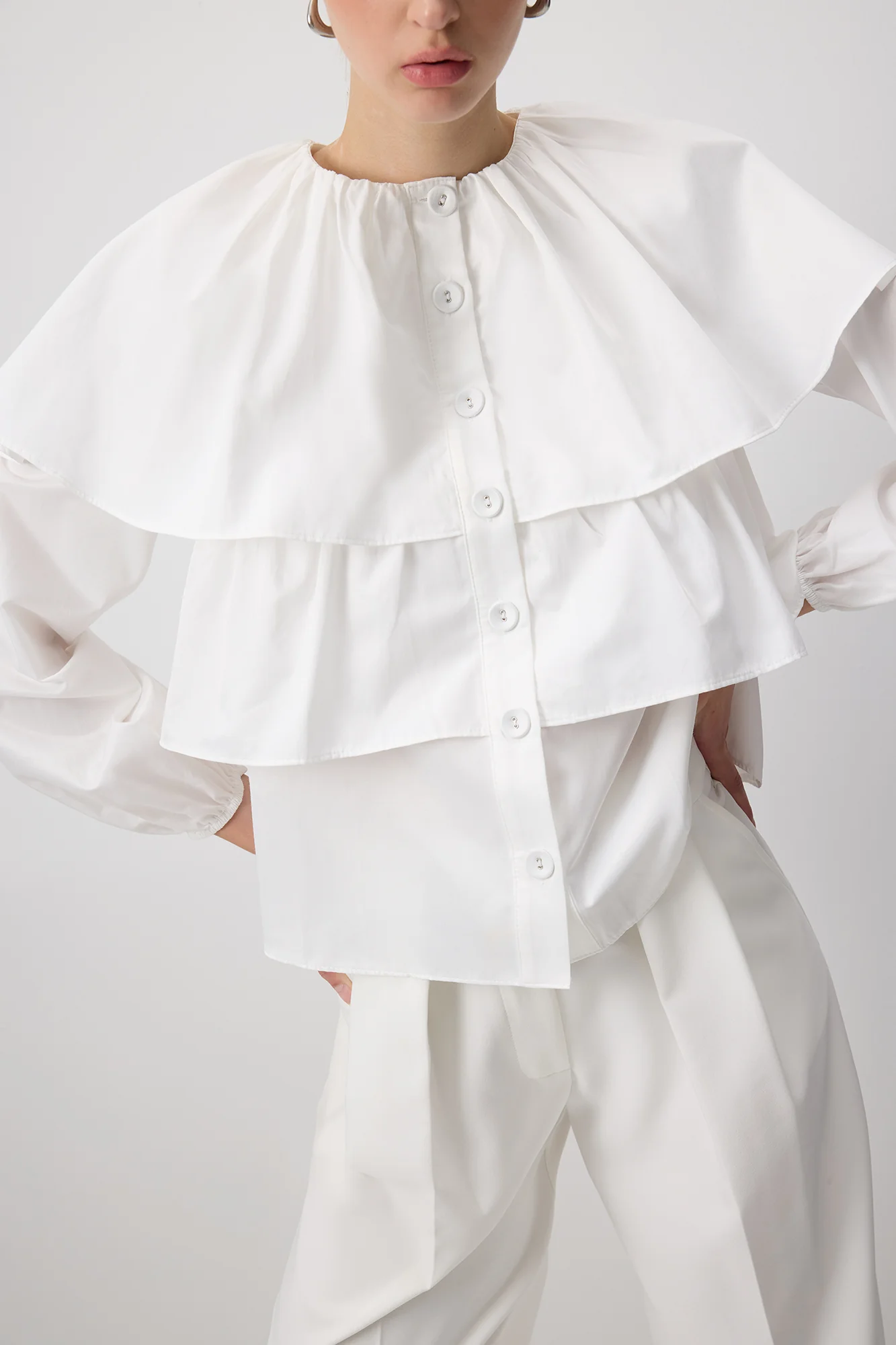 PUFFLED CROP SHIRT