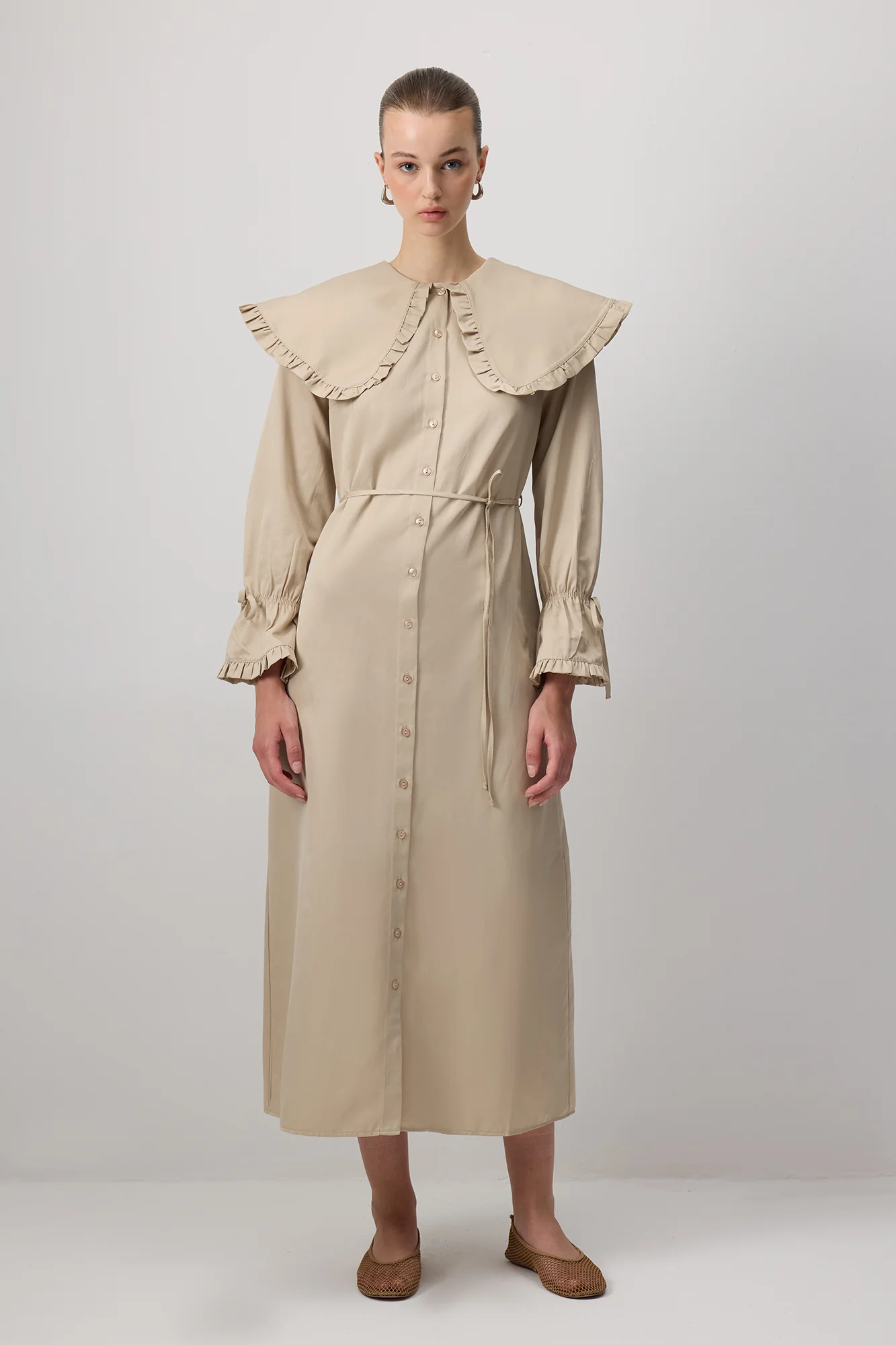 RUFFLED WIDE COLLAR SHIRT DRESS - Image 2