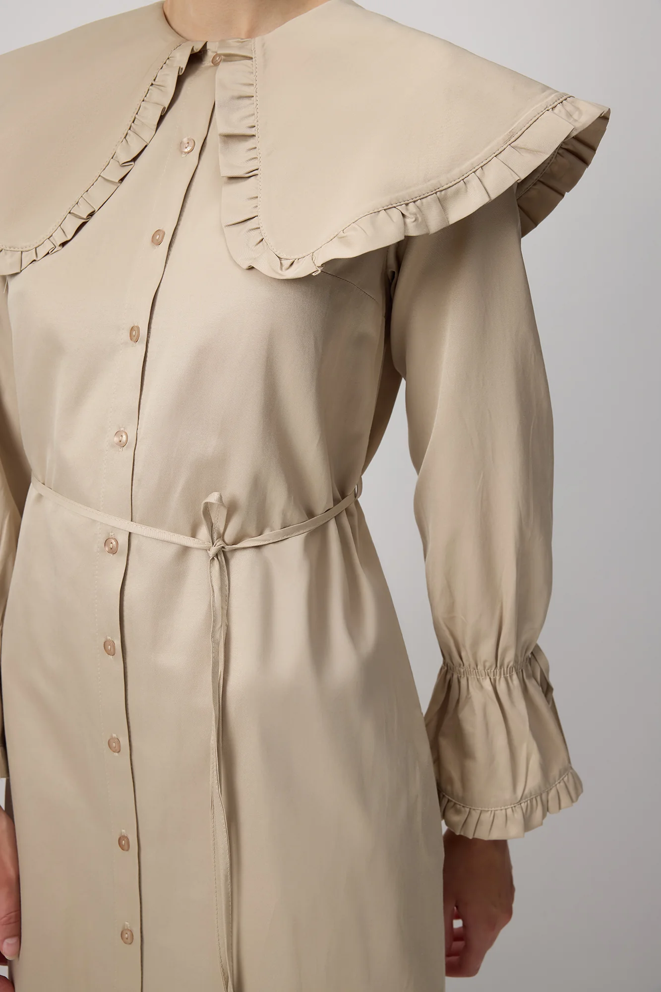 RUFFLED WIDE COLLAR SHIRT DRESS - Image 6