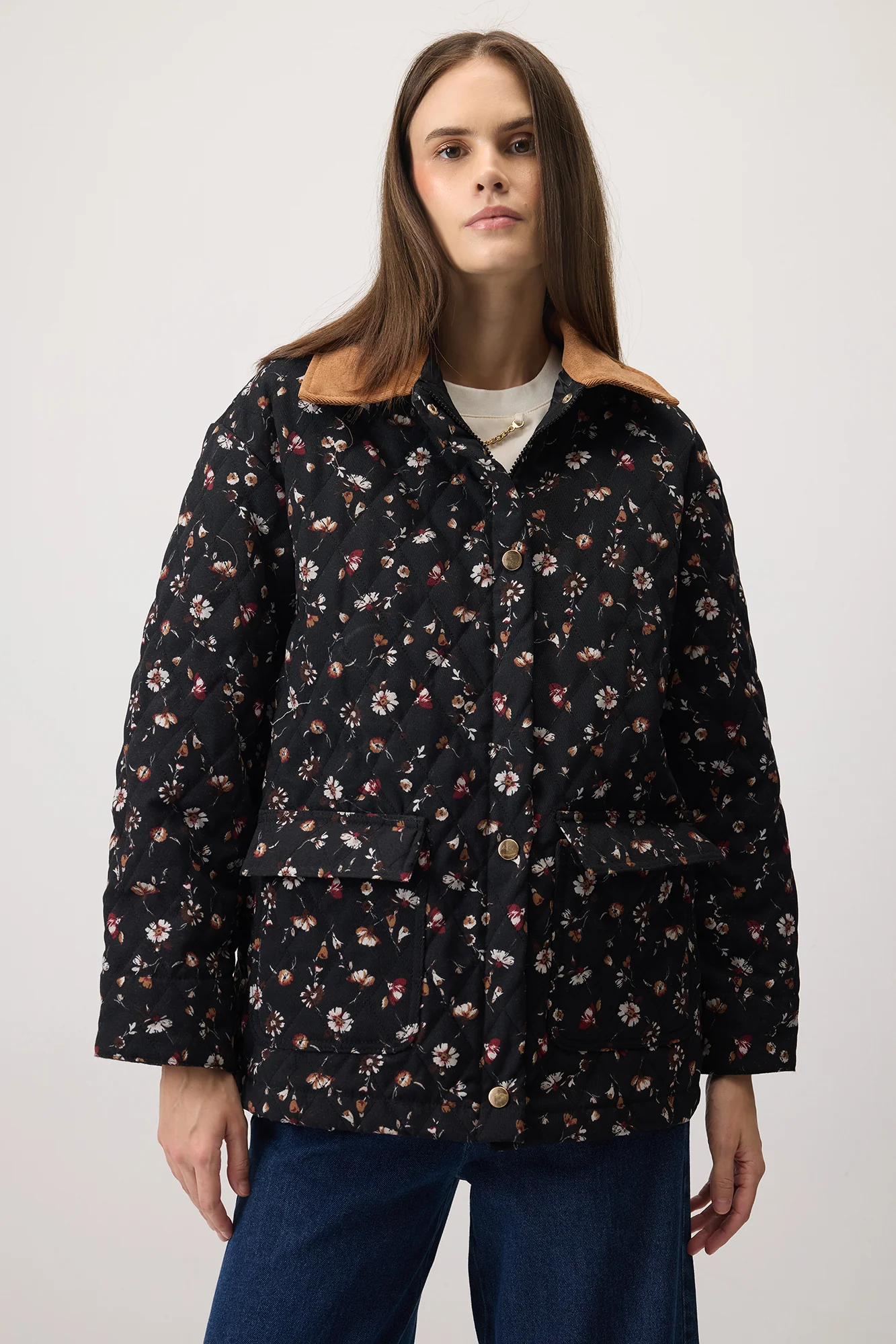 FLORAL PATTERNED GABARDIN JACKET