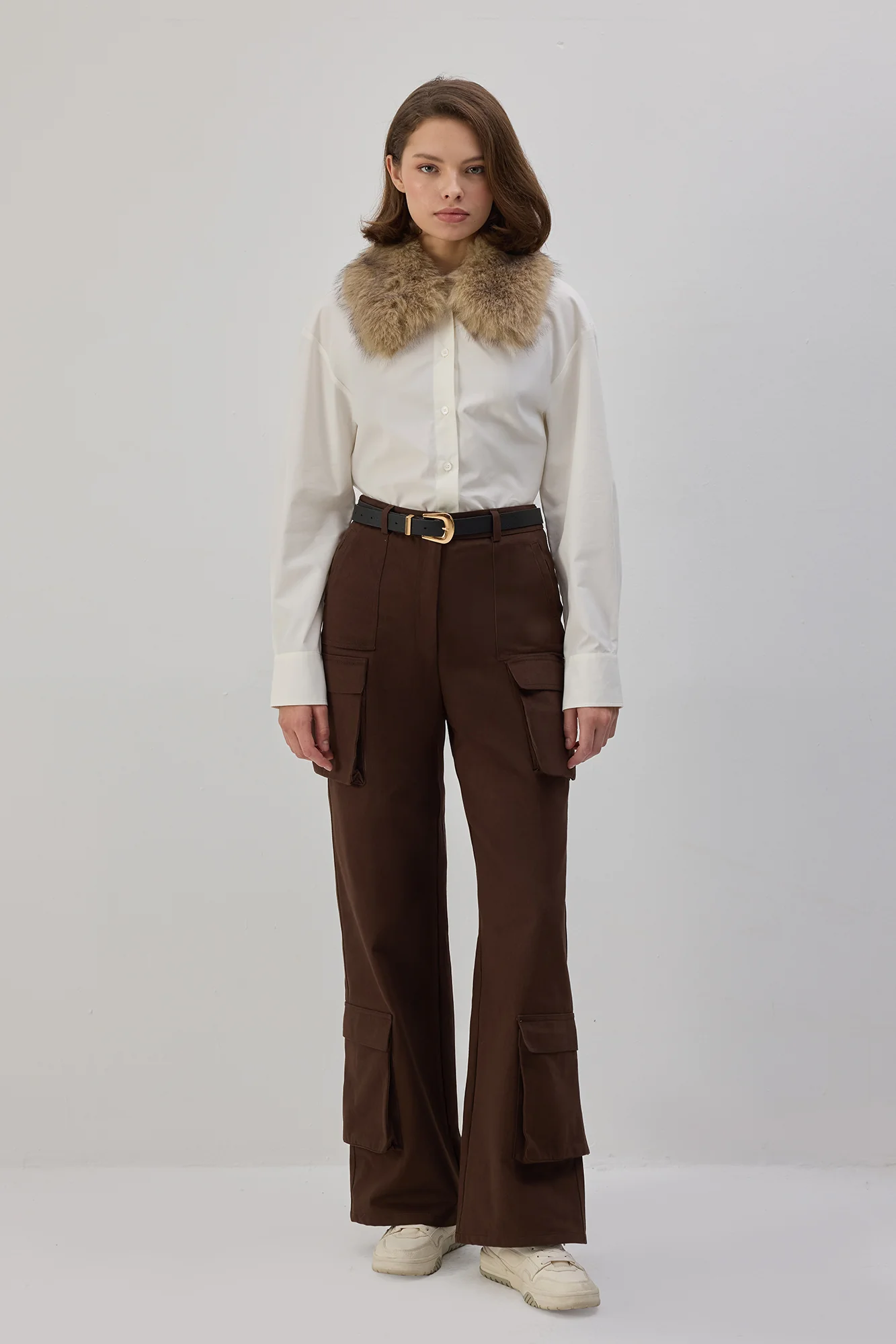 GABARDINE CARGO TROUSERS