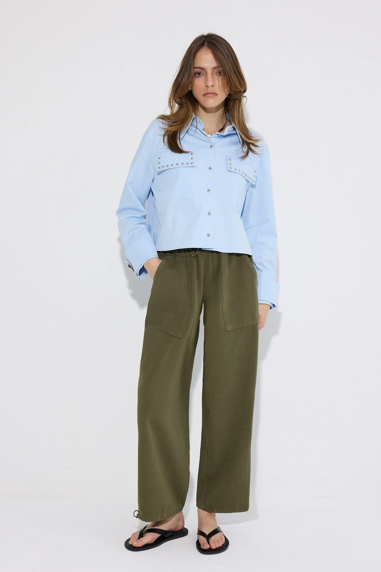 ELASTİC WAİST GABARDİNE TROUSERS