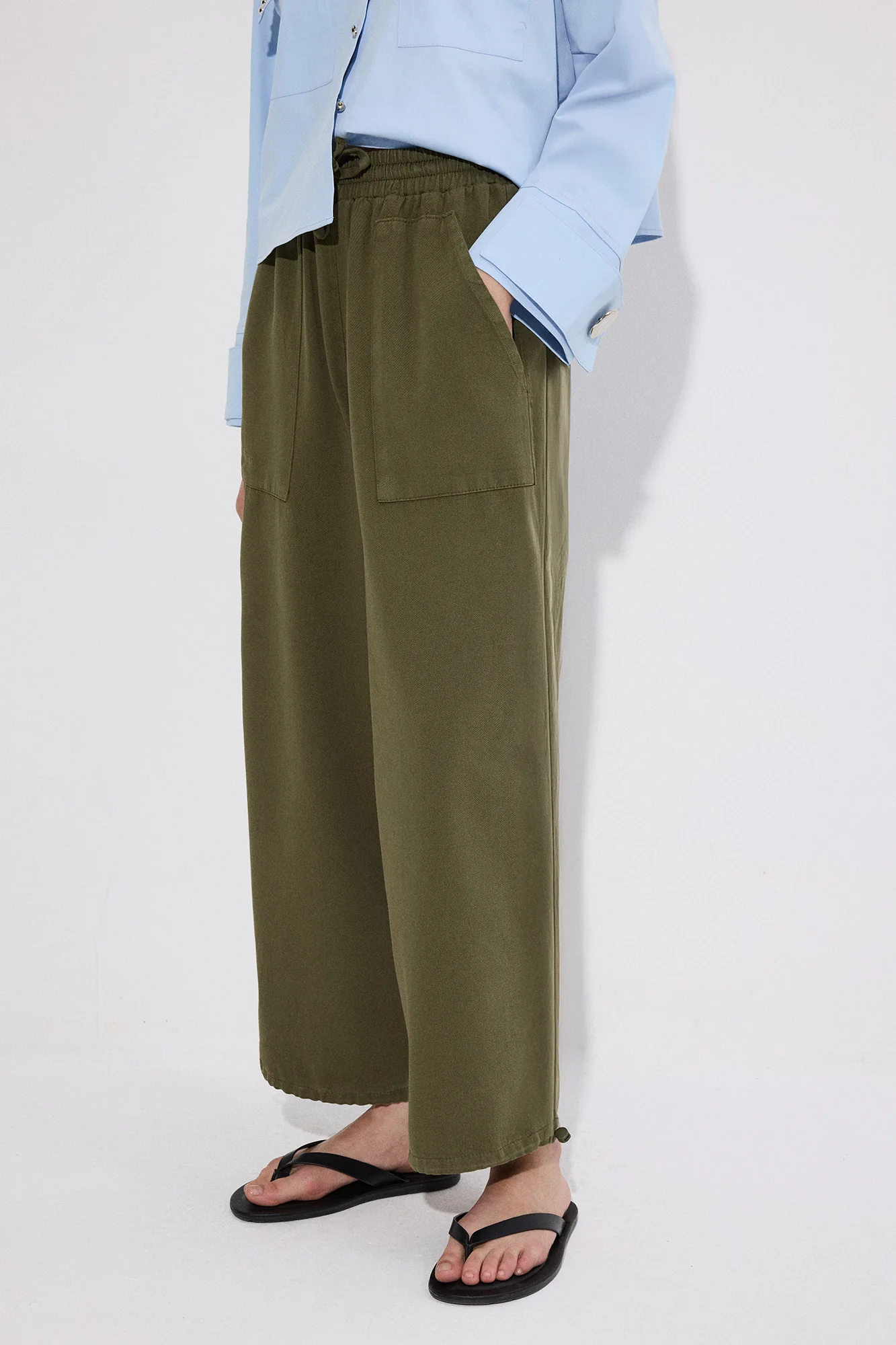 ELASTİC WAİST GABARDİNE TROUSERS - Image 2
