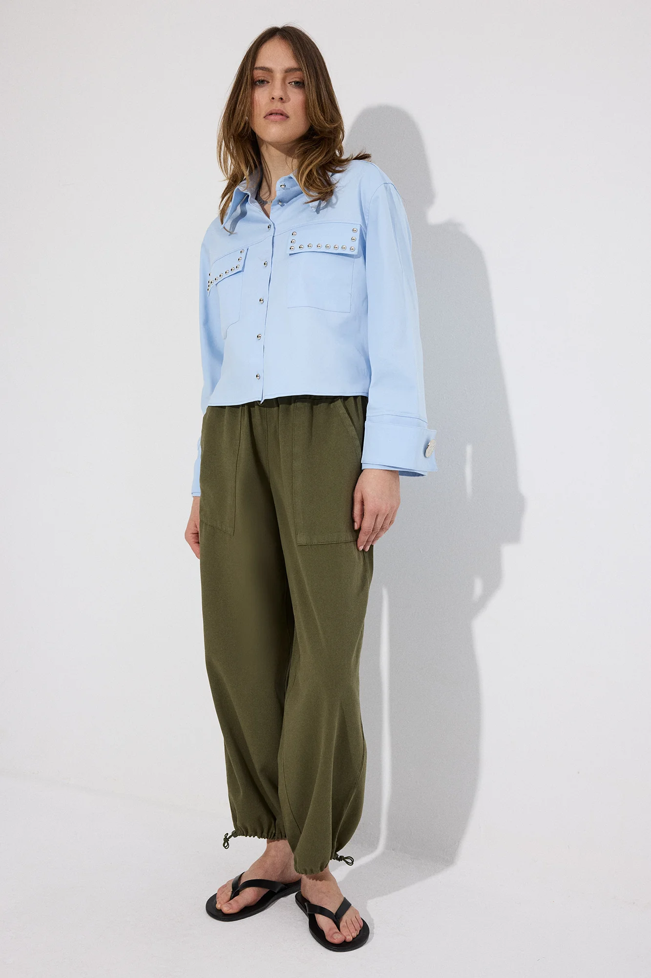 ELASTİC WAİST GABARDİNE TROUSERS - Image 3