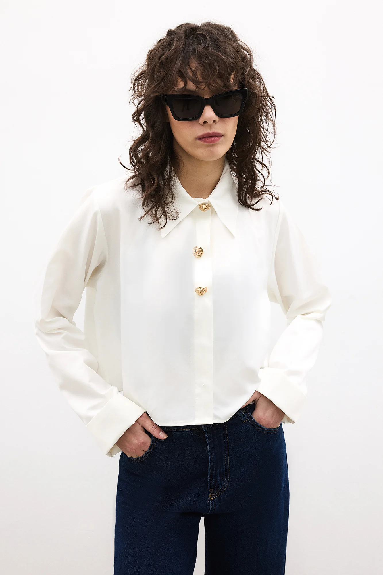 GOLD BUTTONED SHORT SHIRT - Image 5
