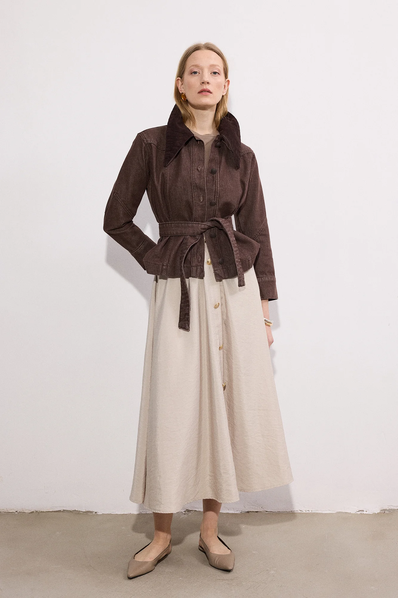 GOLD BUTTONED CUPRA SKIRT