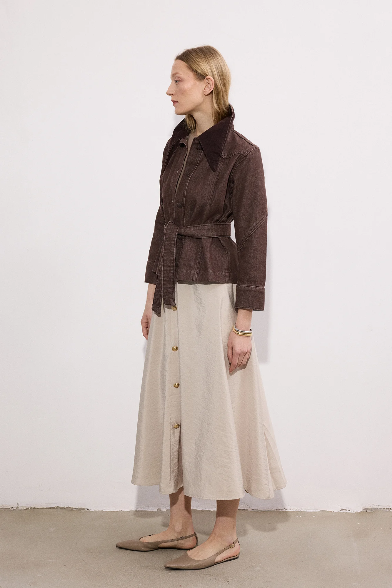 GOLD BUTTONED CUPRA SKIRT - Image 2