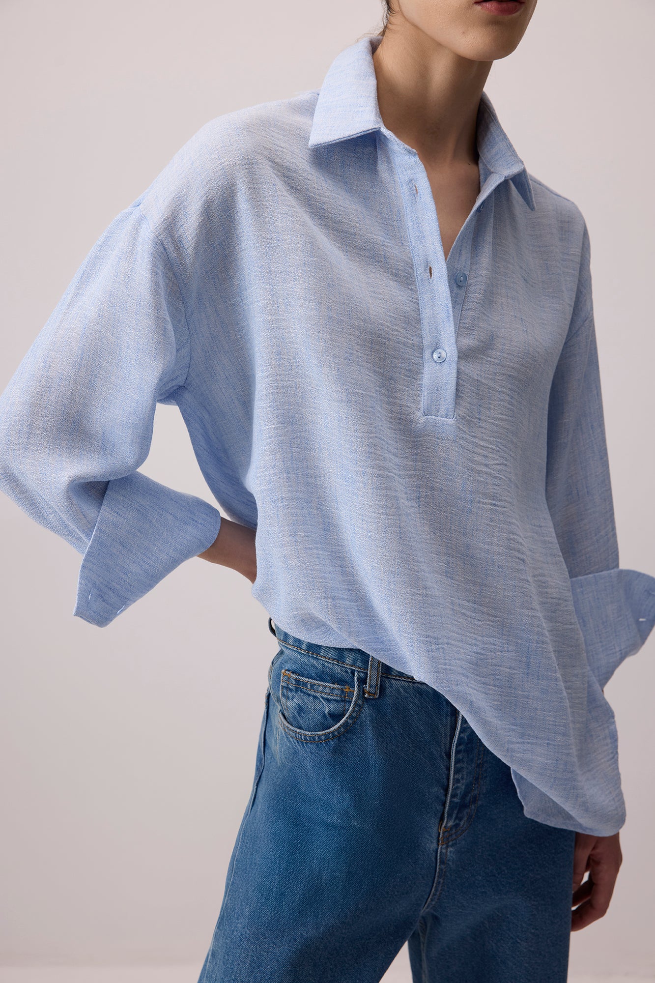 SHIRT COLLAR MELANGE TUNIC - Image 5