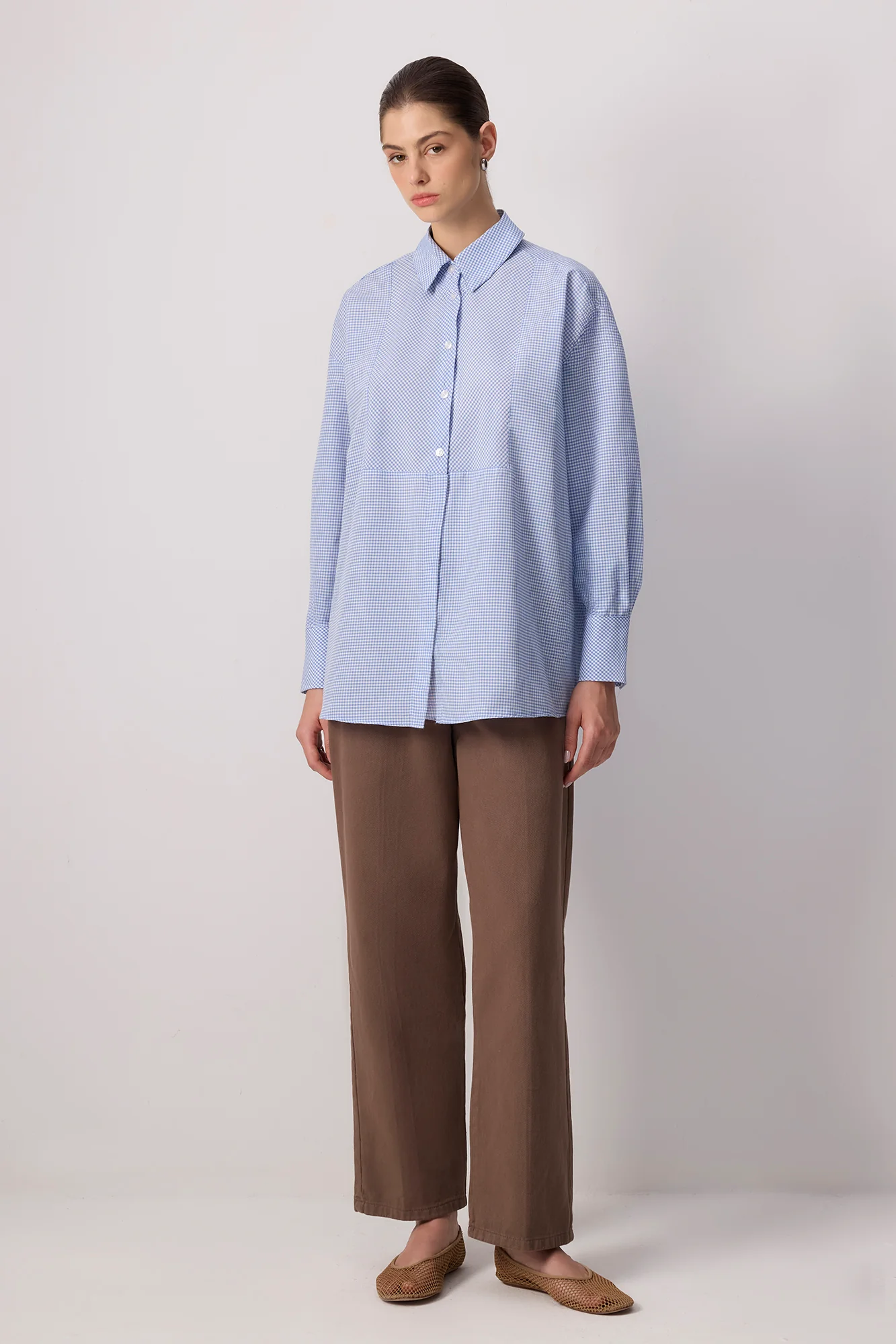 SHIRT COLLAR GINGHAM TUNIC