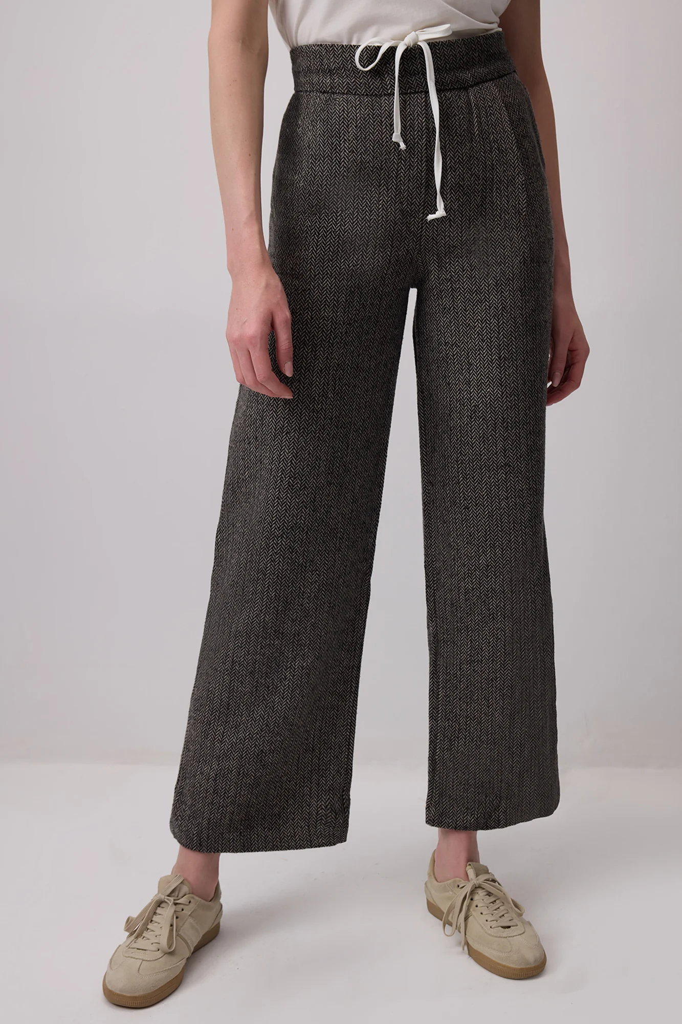 HERRİNGBONE PATTERNED PALAZZO TROUSERS - Image 3