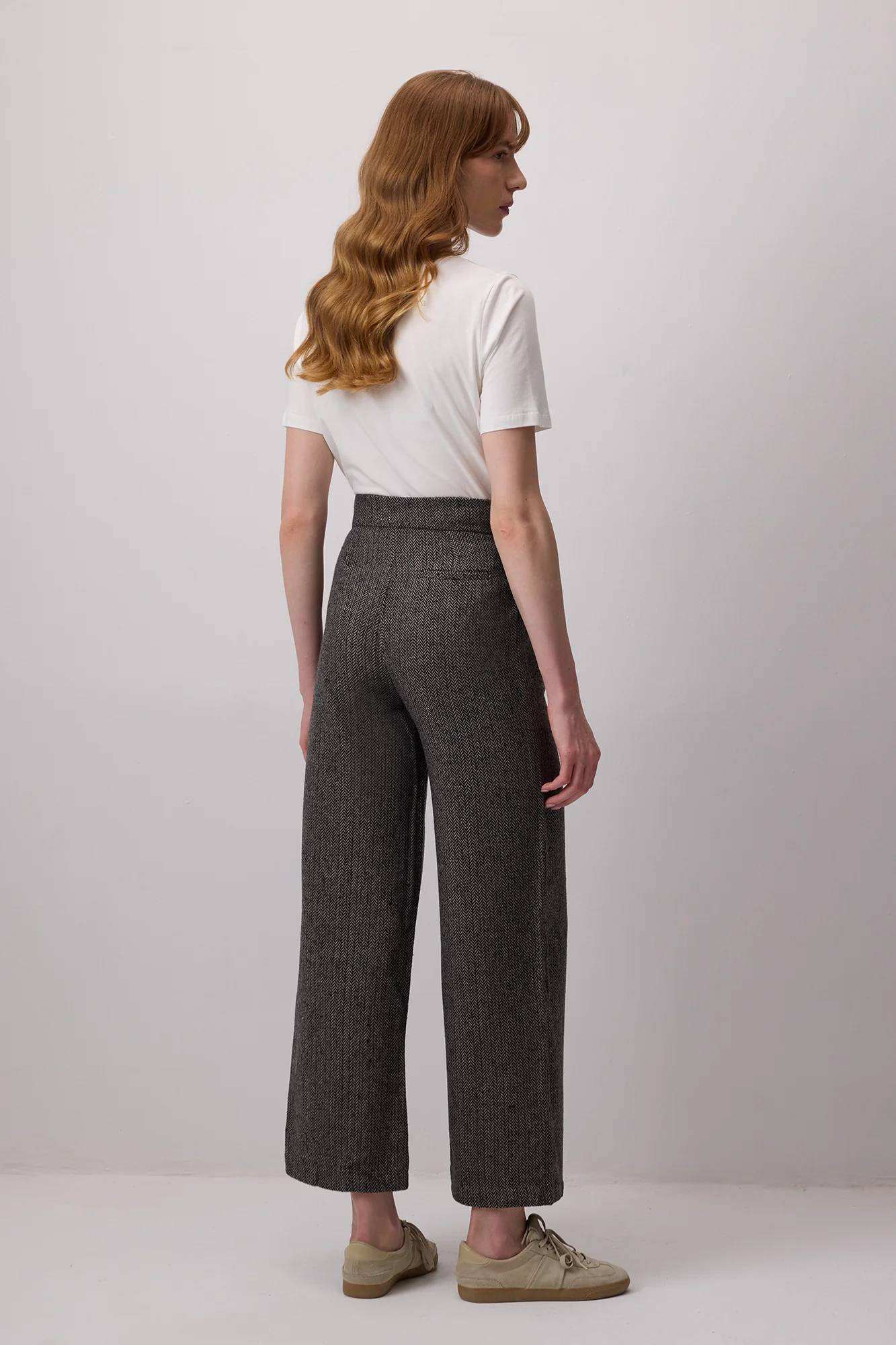 HERRİNGBONE PATTERNED PALAZZO TROUSERS - Image 4