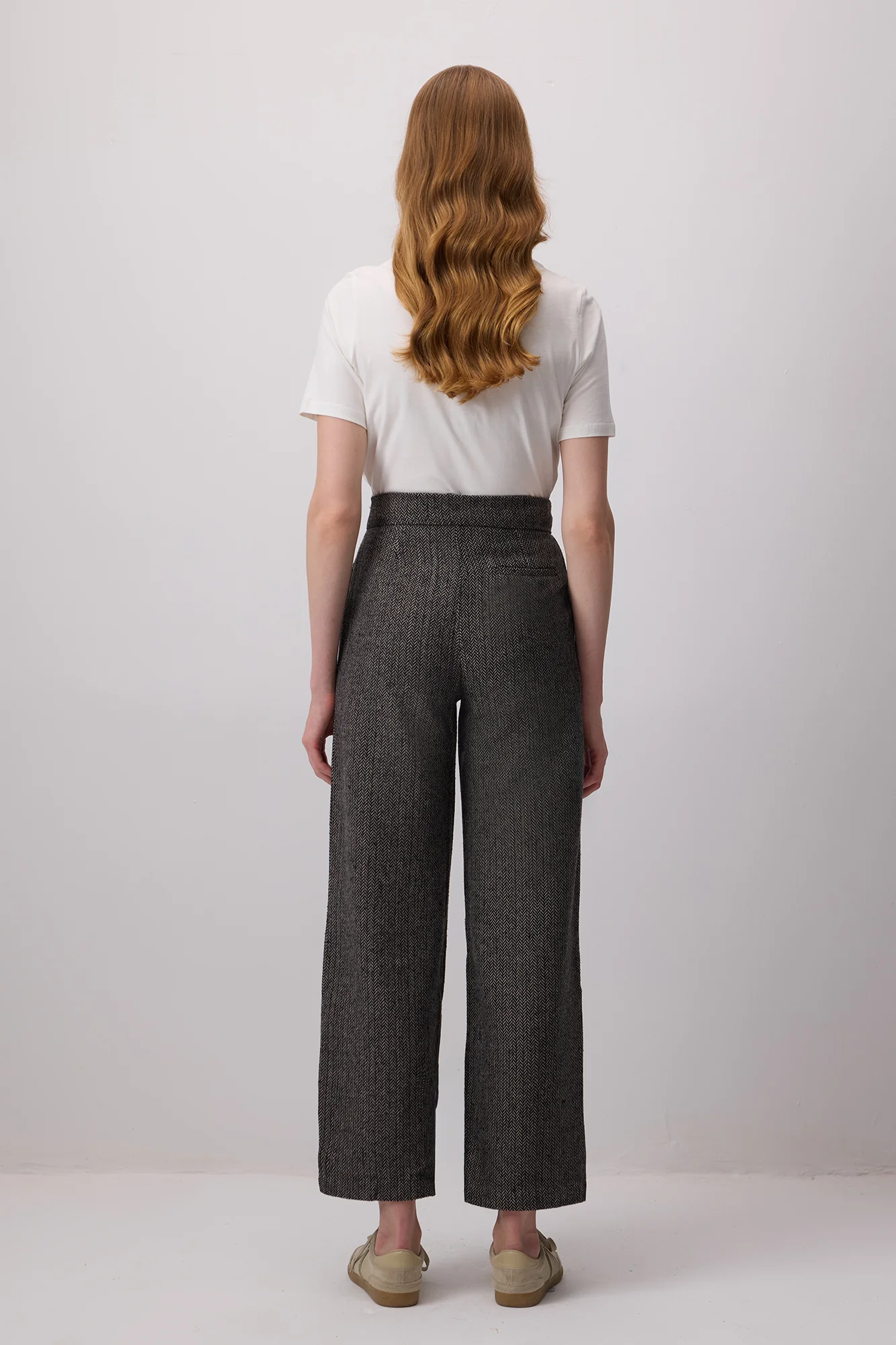 HERRİNGBONE PATTERNED PALAZZO TROUSERS - Image 5