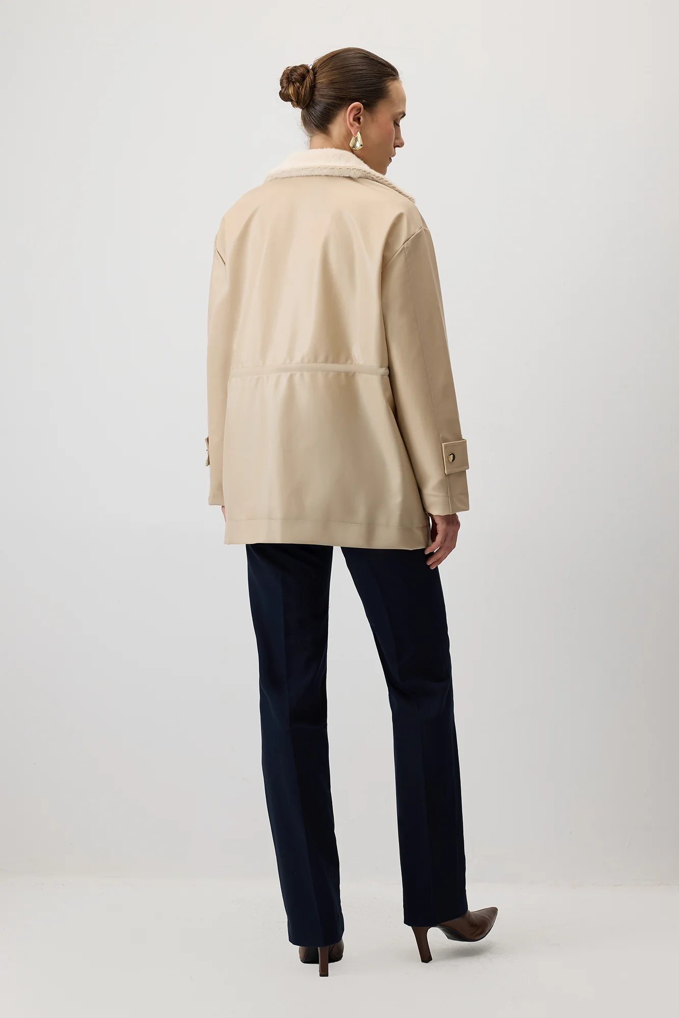 FUR COLLAR LEATHER JACKET - Image 6