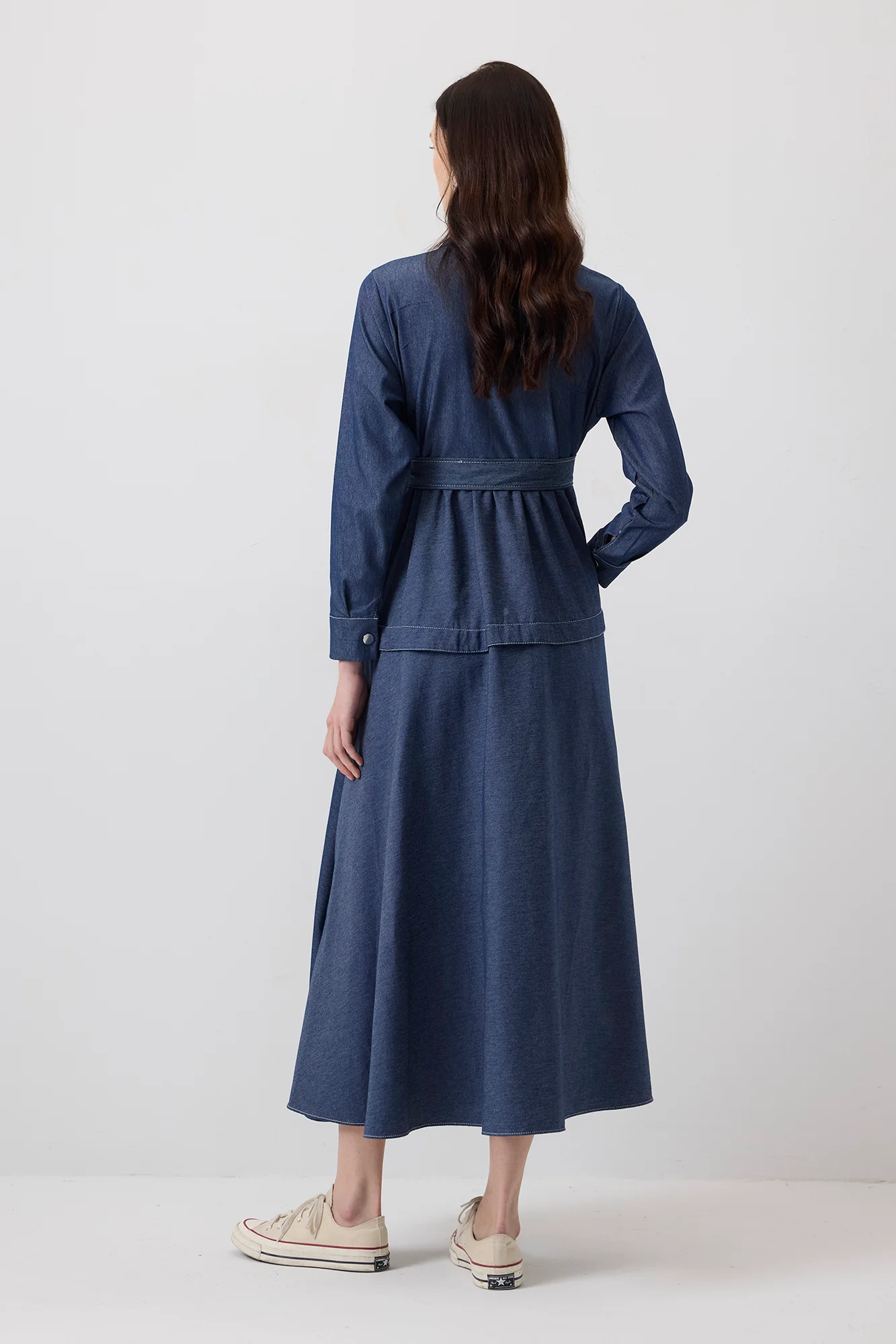 CONTRAST STITCHED SHIRT COLLAR DRESS - Image 3