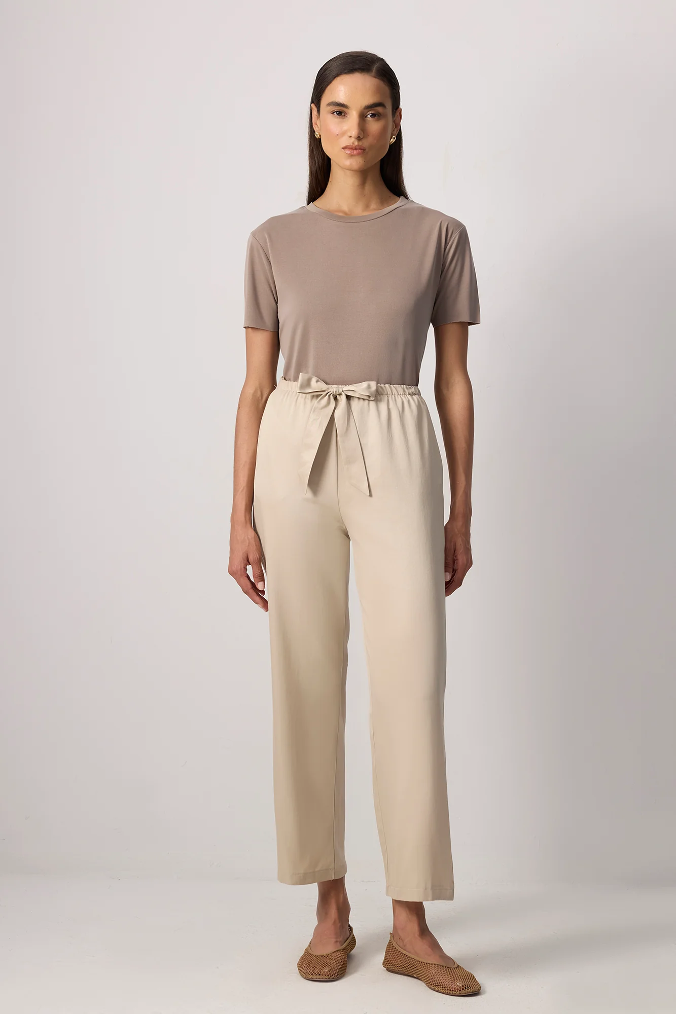 ELASTICATED WAIST WIDE LEG TROUSERS - Image 2