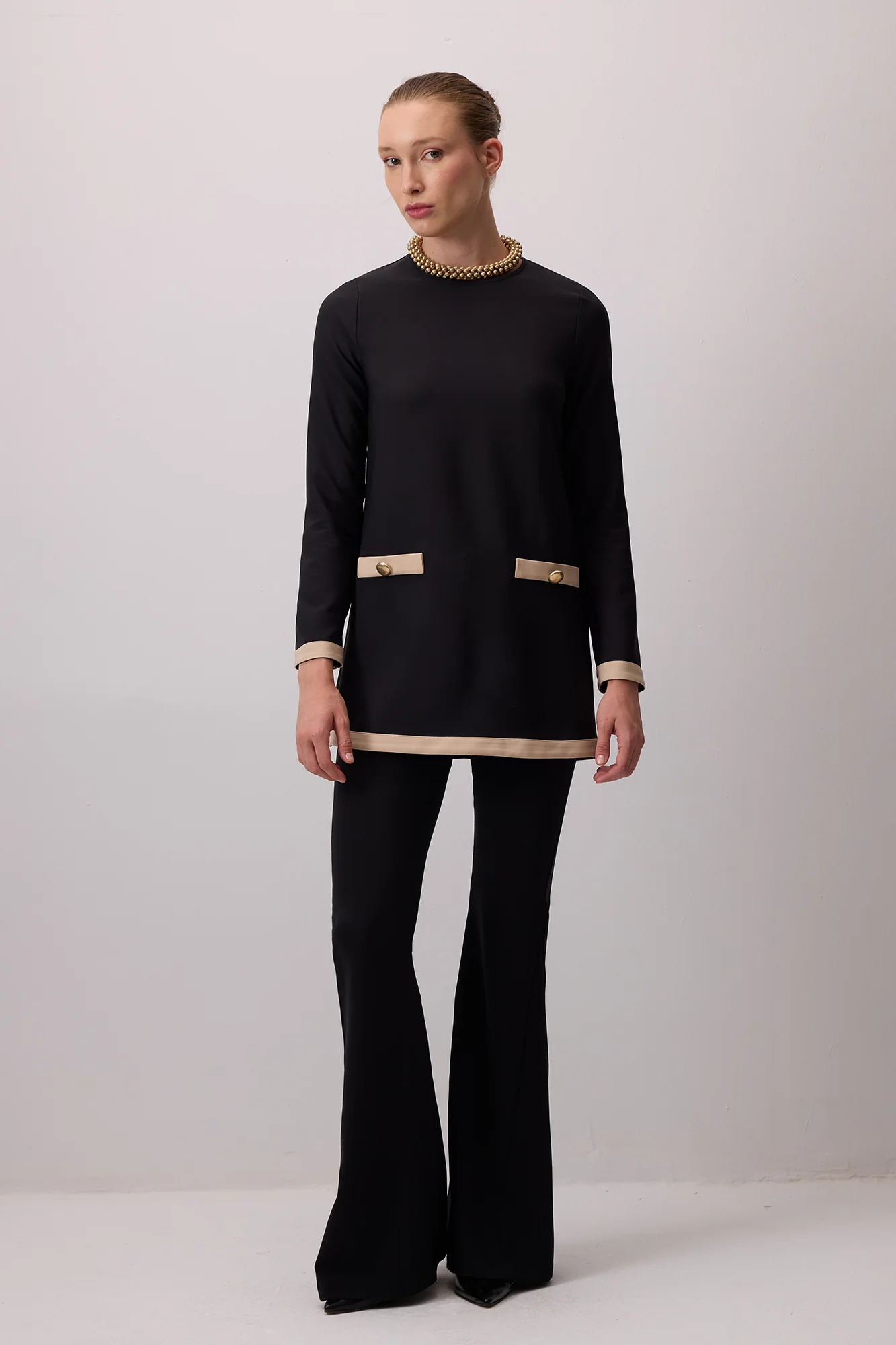 CONTRAST COLOR CREPE TUNIC