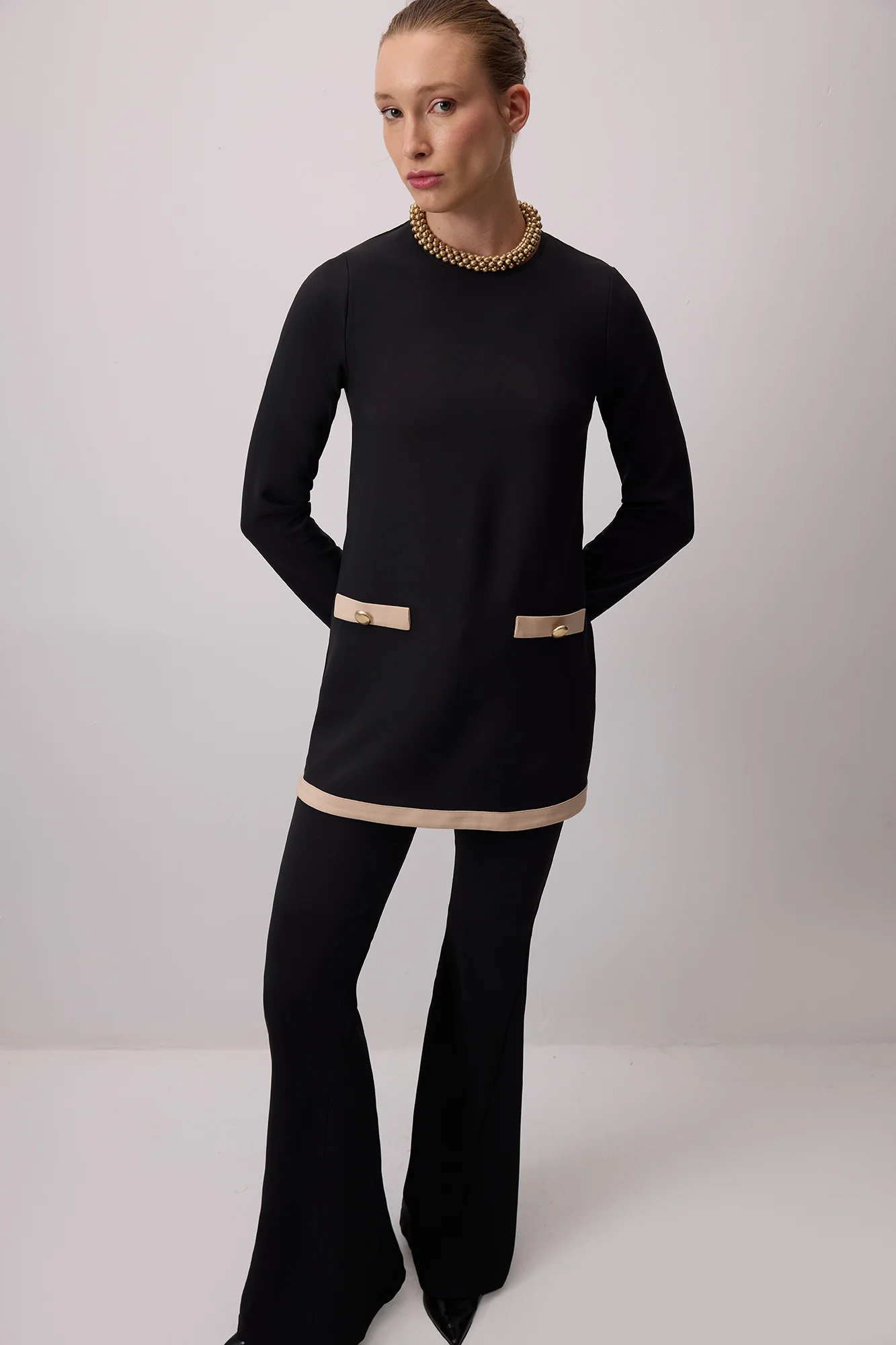 CONTRAST COLOR CREPE TUNIC - Image 2