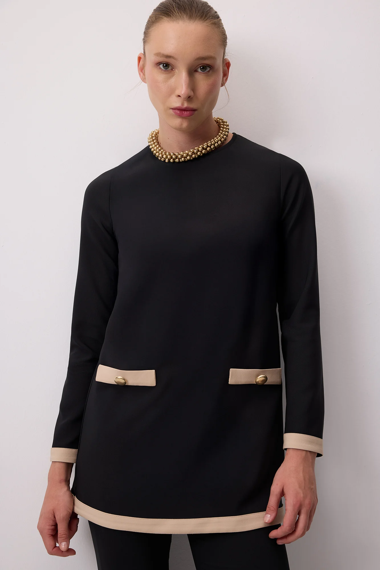 CONTRAST COLOR CREPE TUNIC - Image 3