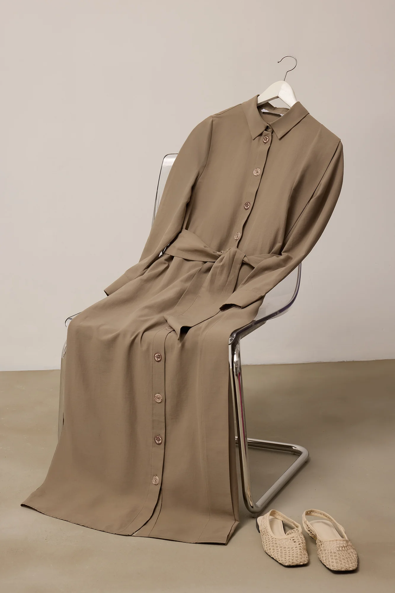 BELTED POPLIN SHIRT DRESS