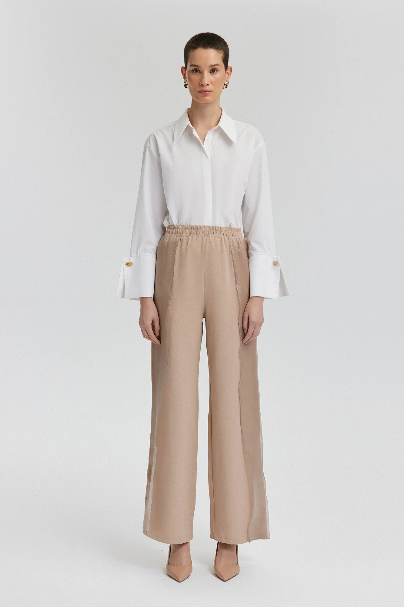 LINEN TROUSERS WITH ORGANZA DETAIL