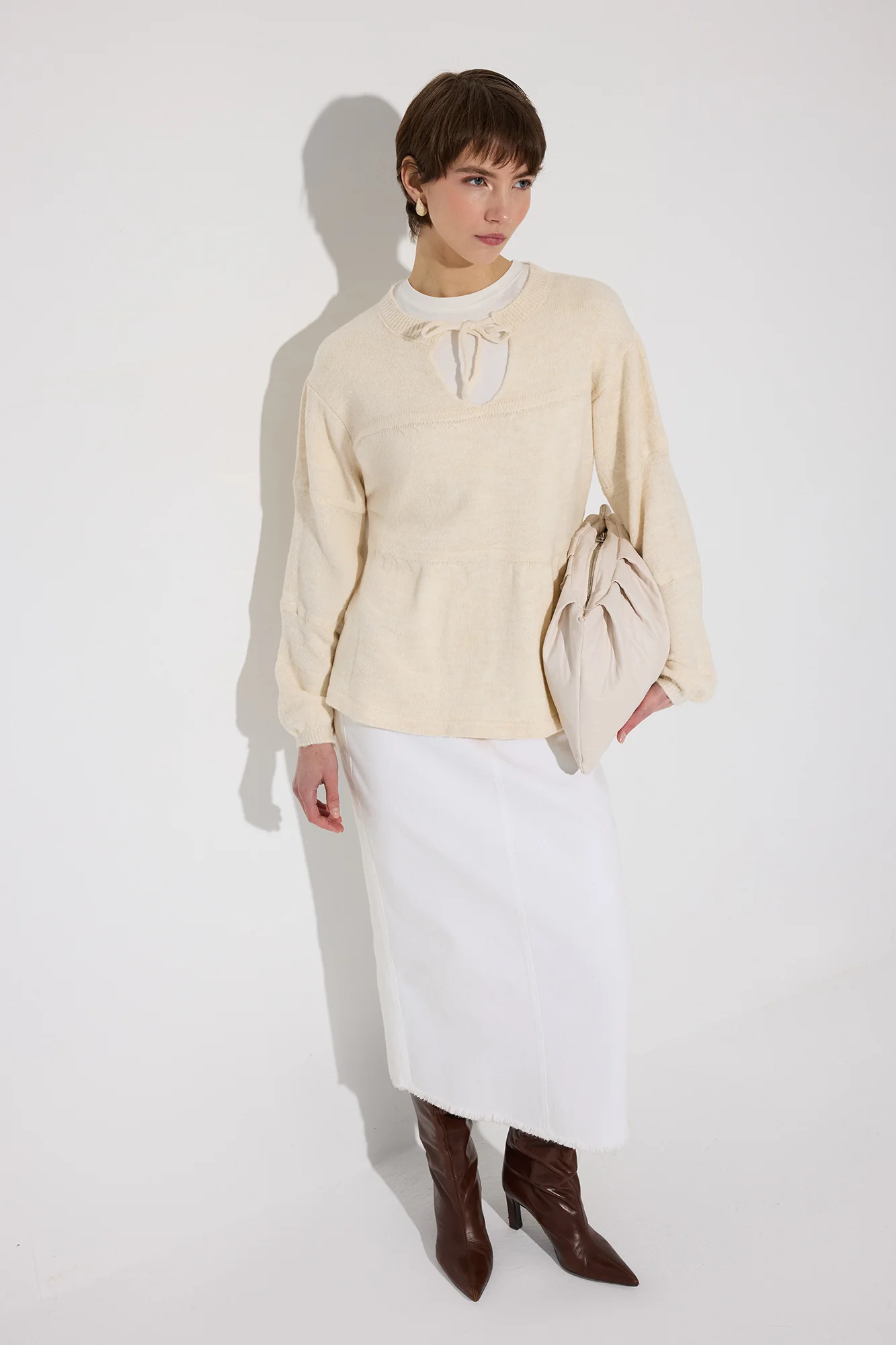 FRONT TIE KNIT SWEATER - Image 2