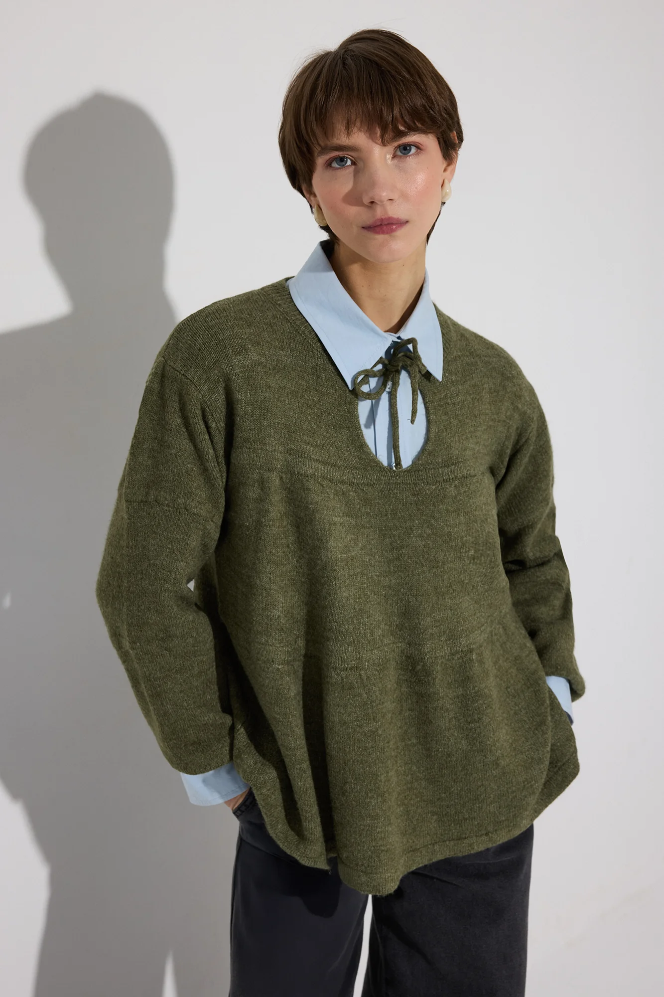 FRONT TIE KNIT SWEATER