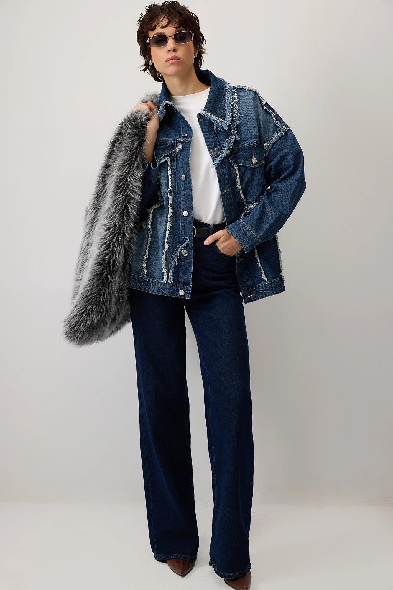 FRINGED PIECE DENIM JACKET