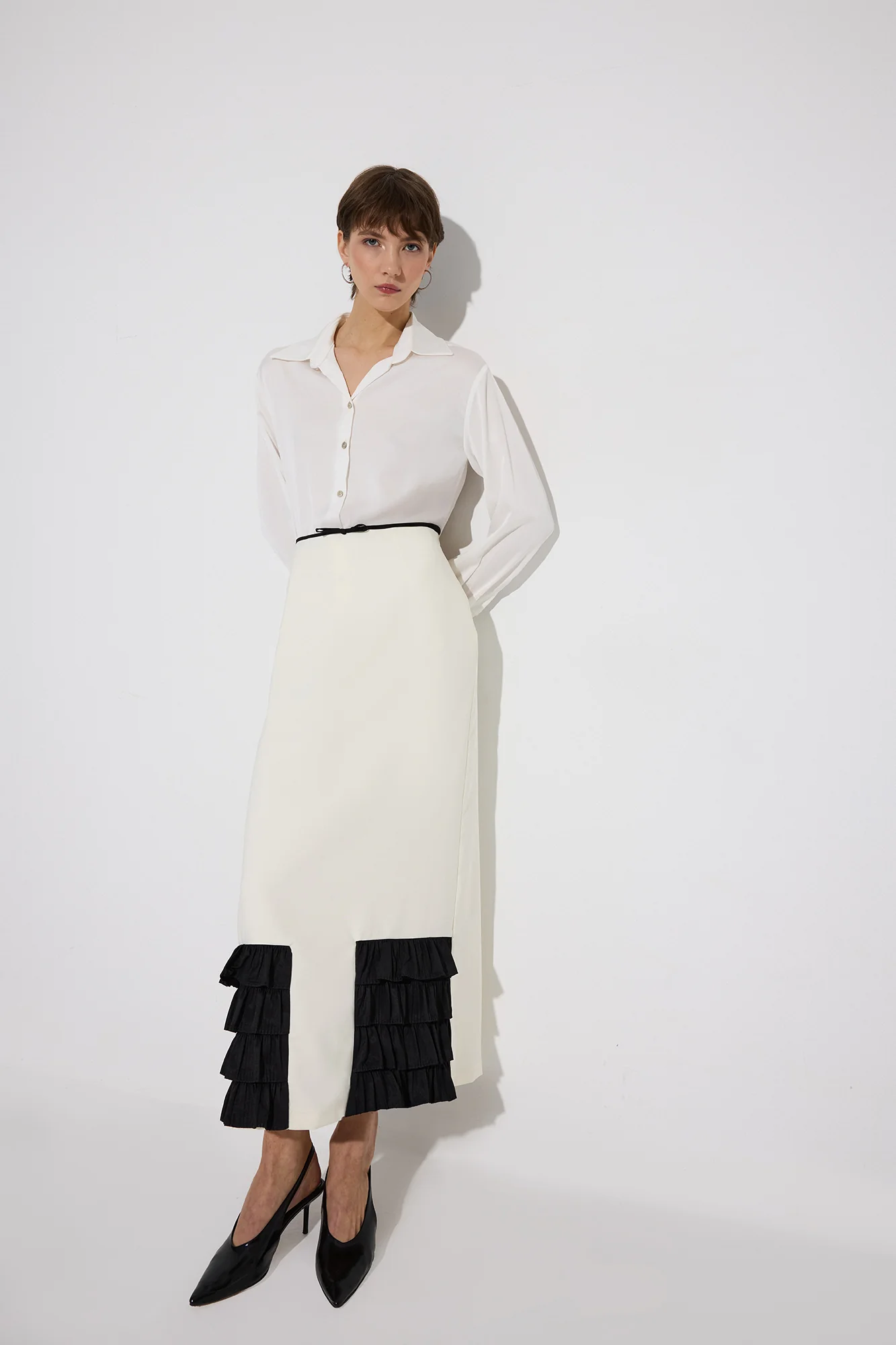 DPILE DETAILED CREPE SKIRT - Image 4