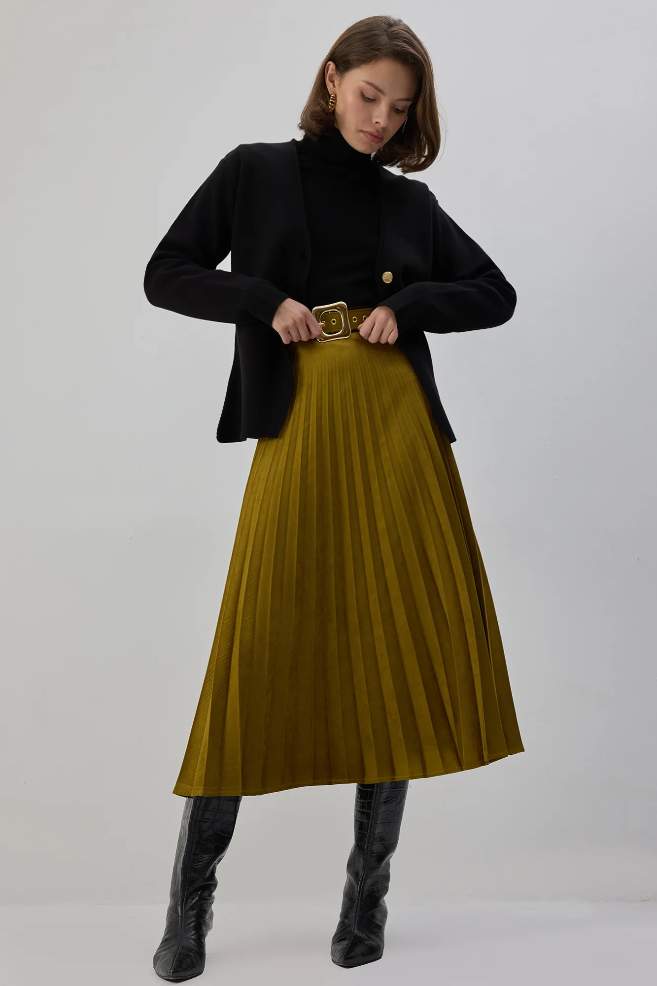 PLEATED SUEDE SKIRT - Image 4