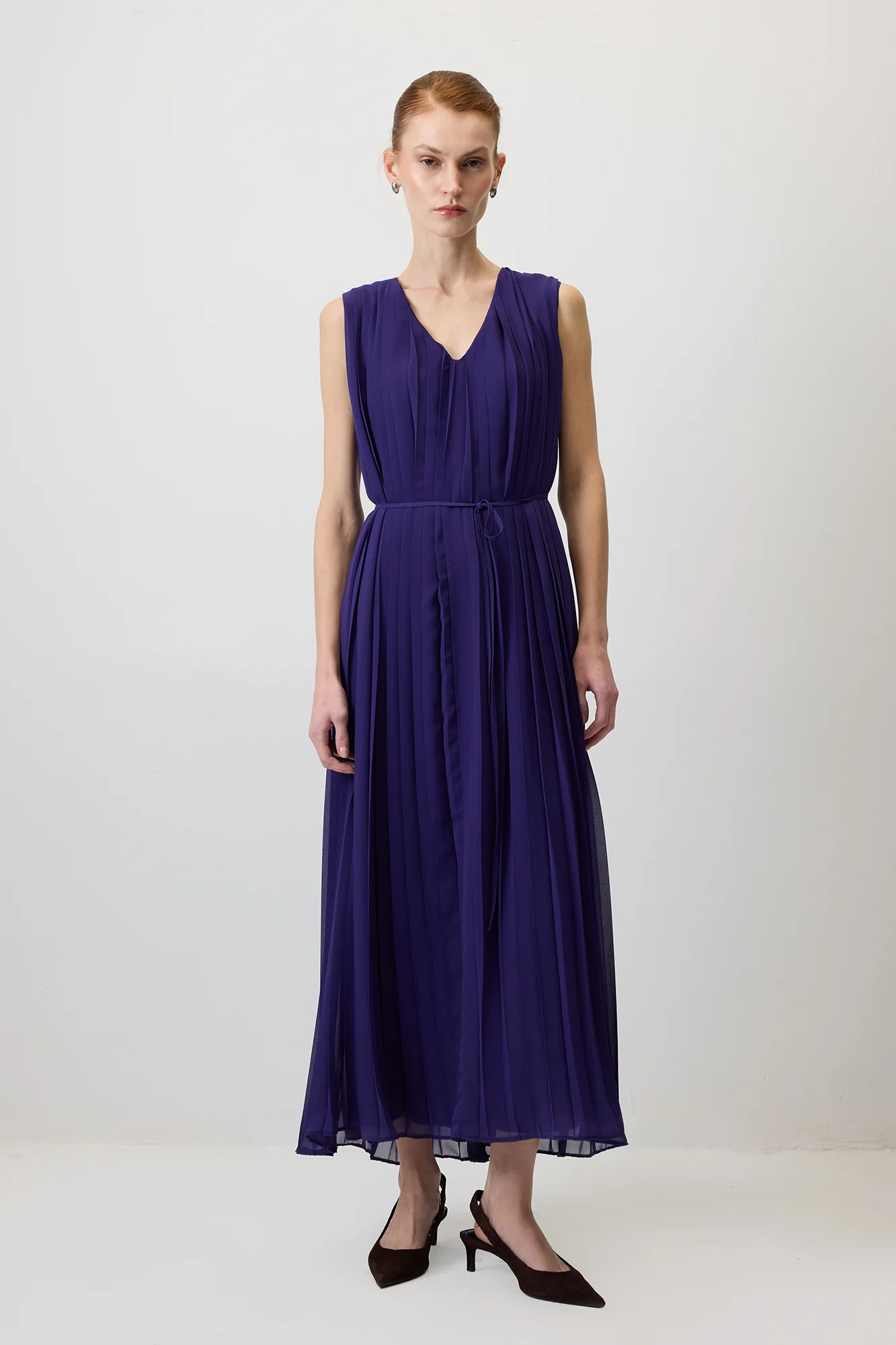 PLEATED CHIFFON DRESS