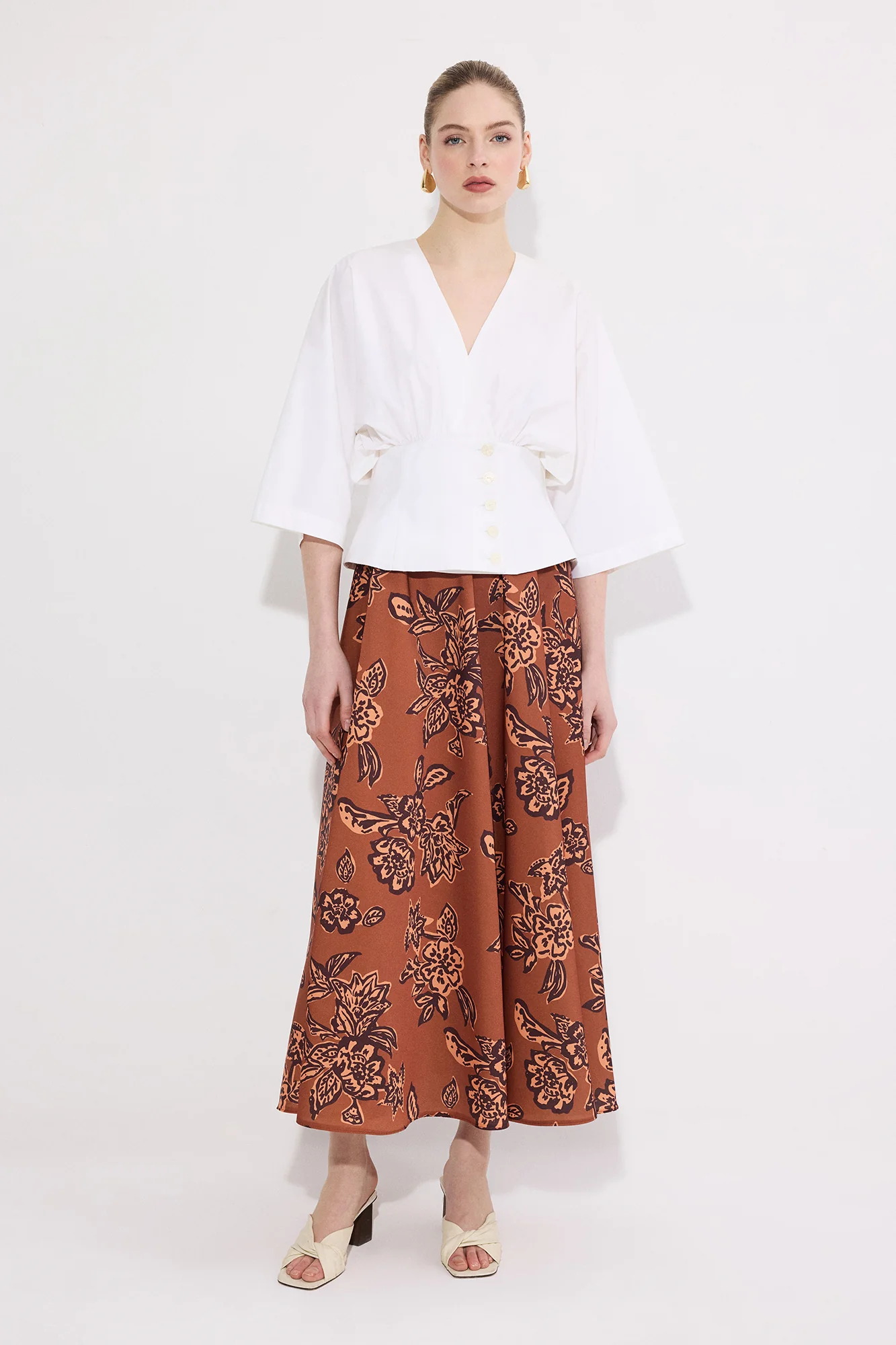 PRINTED SATIN SKIRT