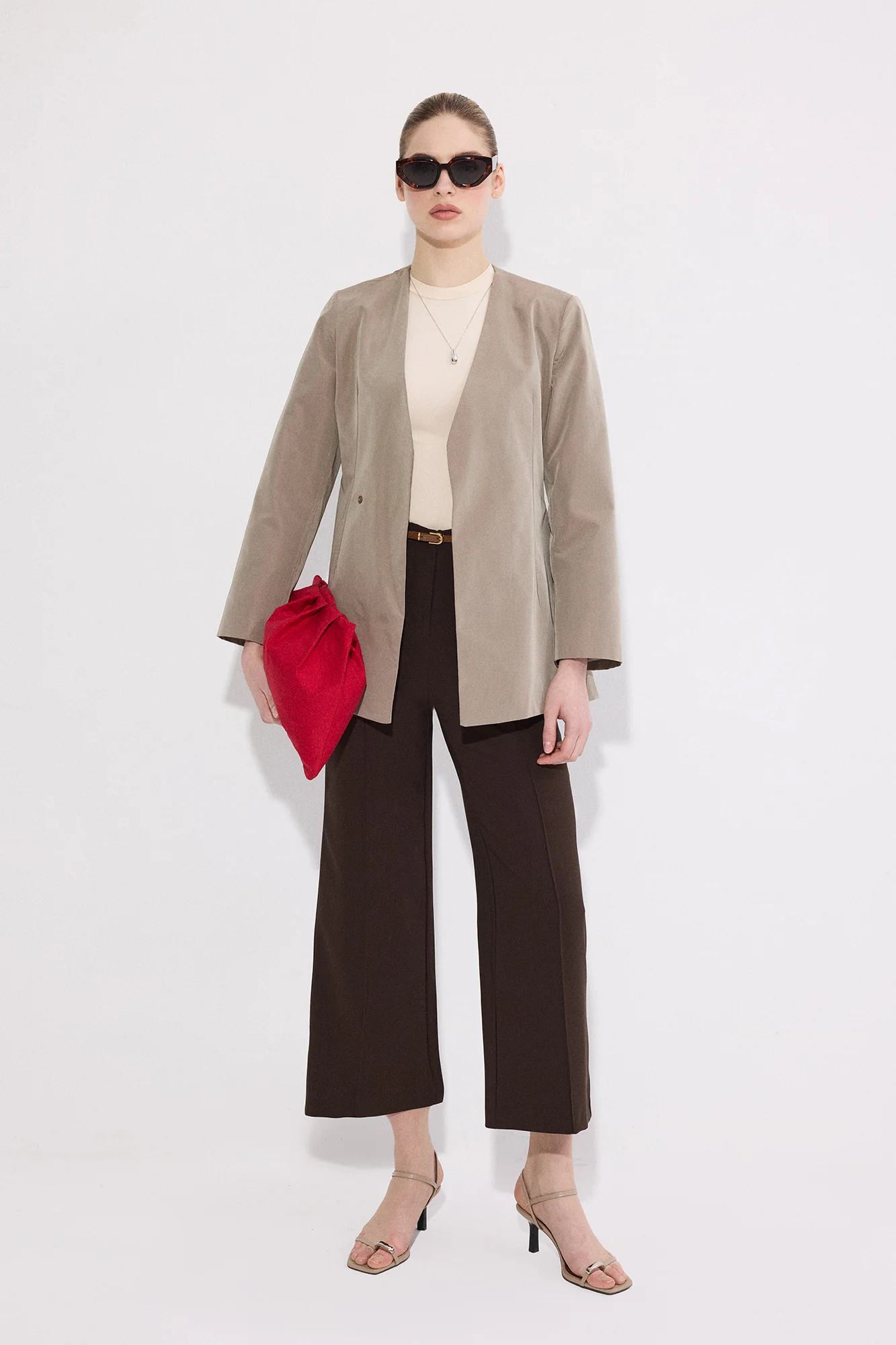 RIBBED CREPE TROUSERS